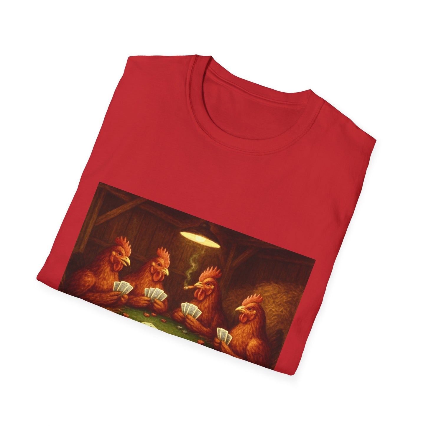 Red Chickens Playing Poker Tee