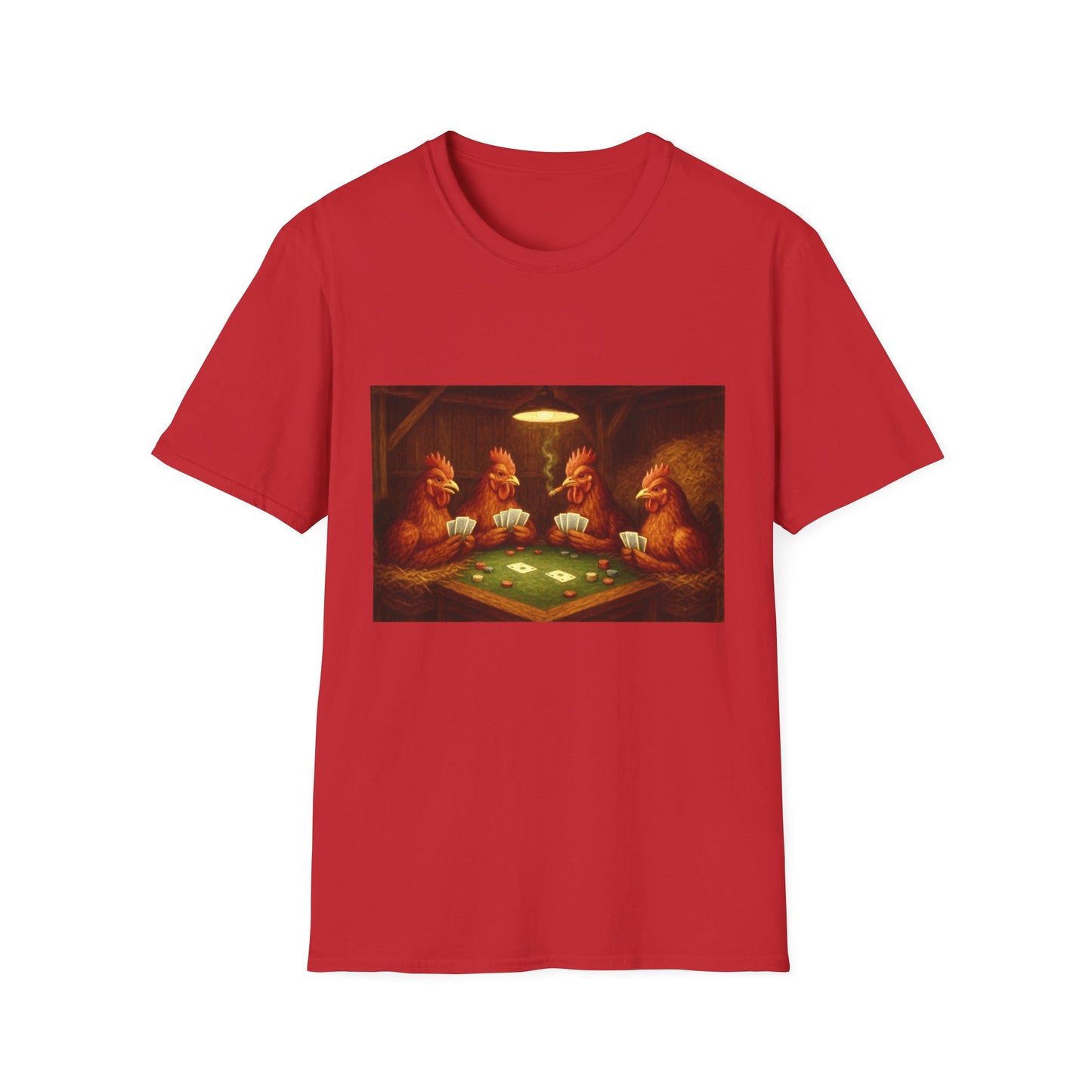 Red Chickens Playing Poker Tee