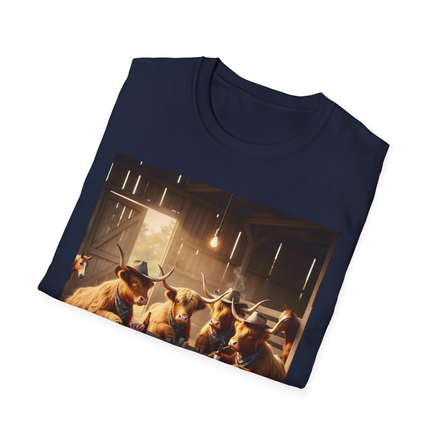Highland Cows Playing Poker T-Shirt — Funny Farm Animal Poker Tee