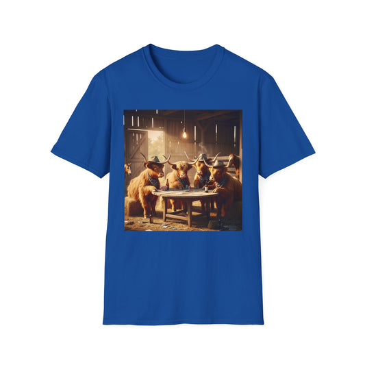 Highland Cows Playing Poker T-Shirt — Funny Farm Animal Poker Tee