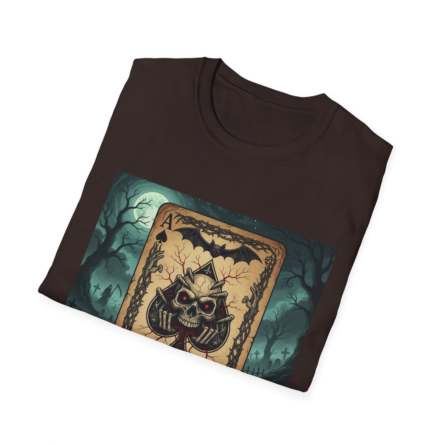 Eerie Ace of Spades Death Card Design Unisex Tee