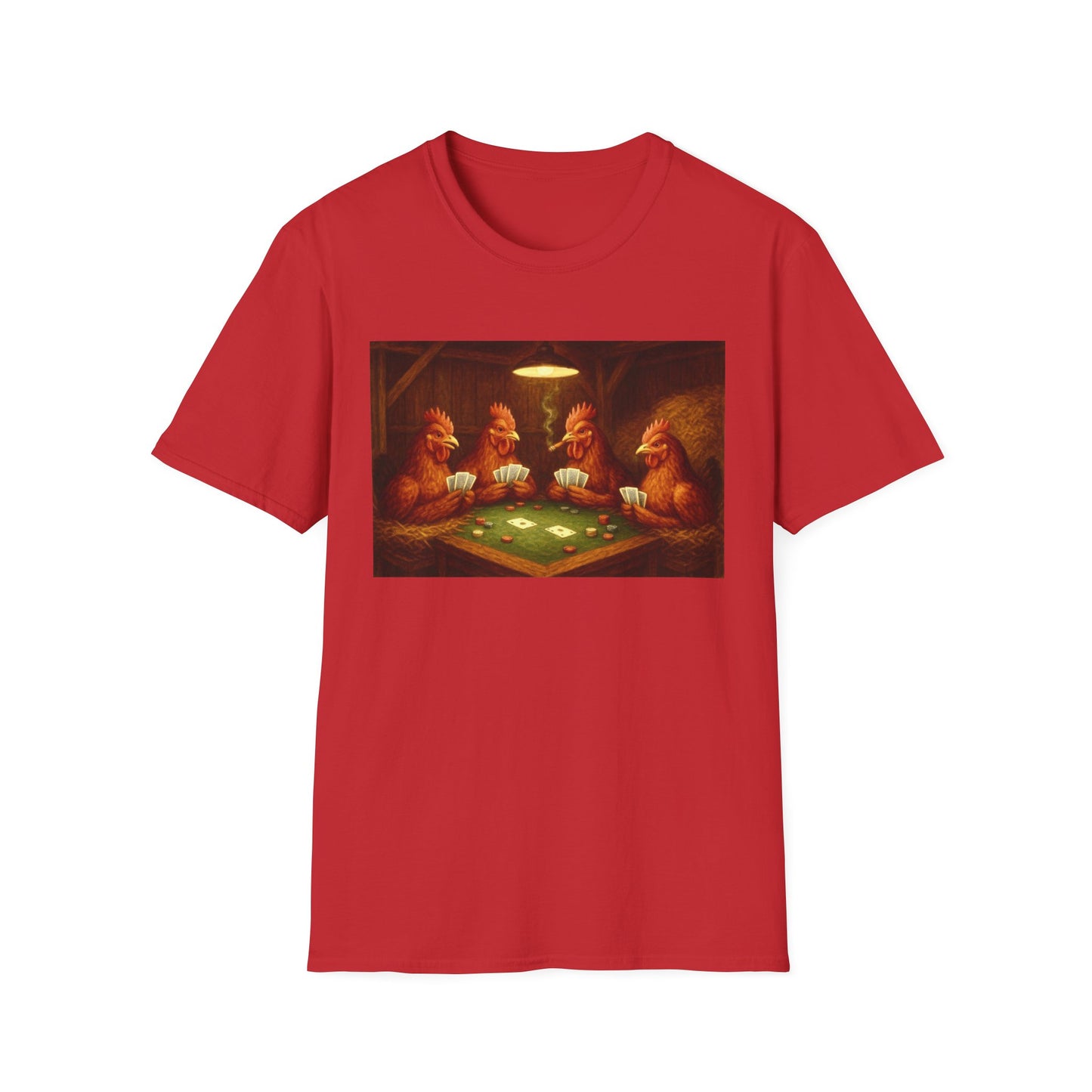 Red Chickens Playing Poker Tee