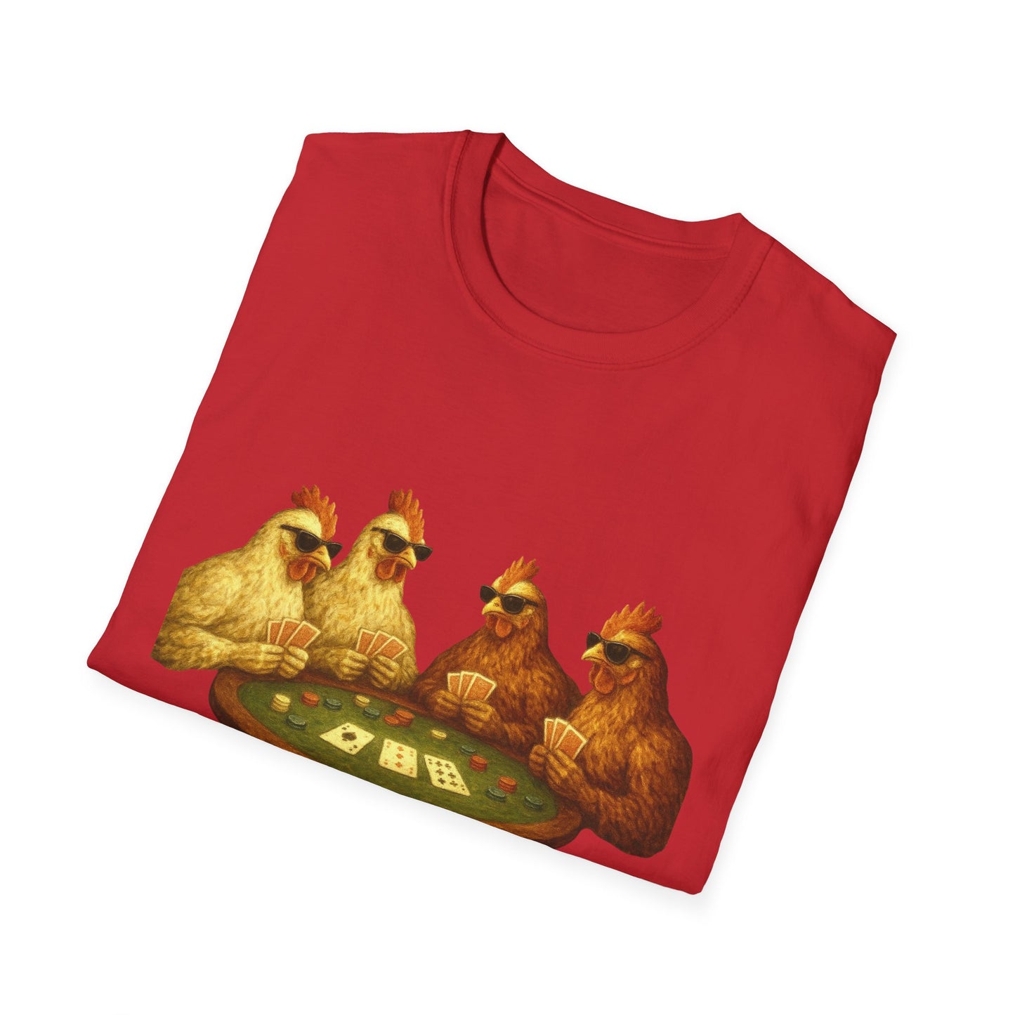 Funny Chickens Unisex Tee - Shady Chickens Poker Game Design