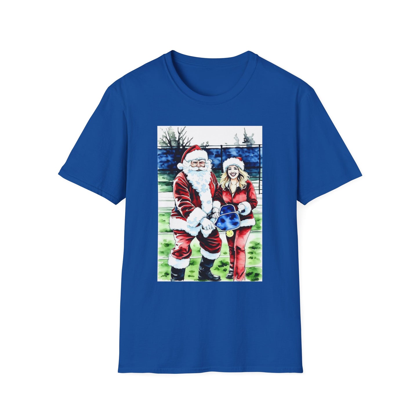 Santa Family Pickleball Portrait T-Shirt