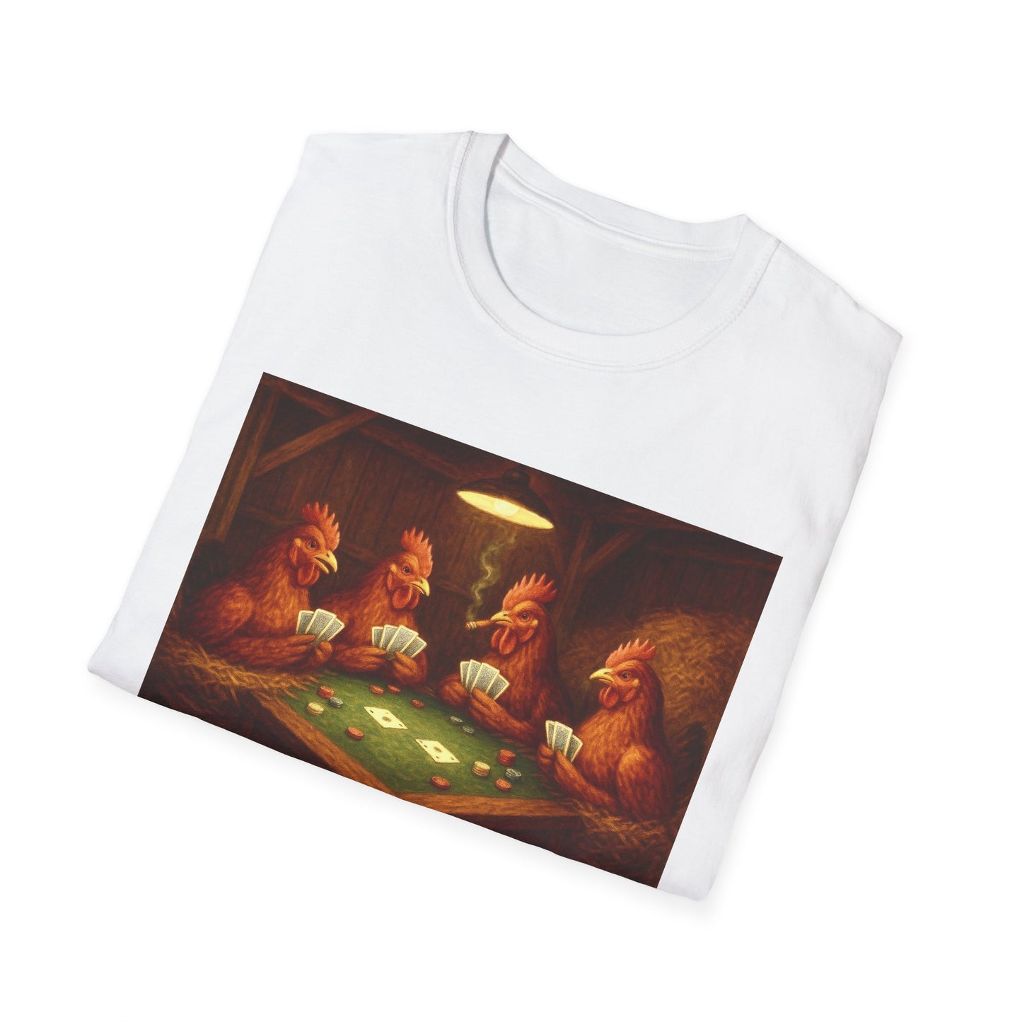 Red Chickens Playing Poker Tee