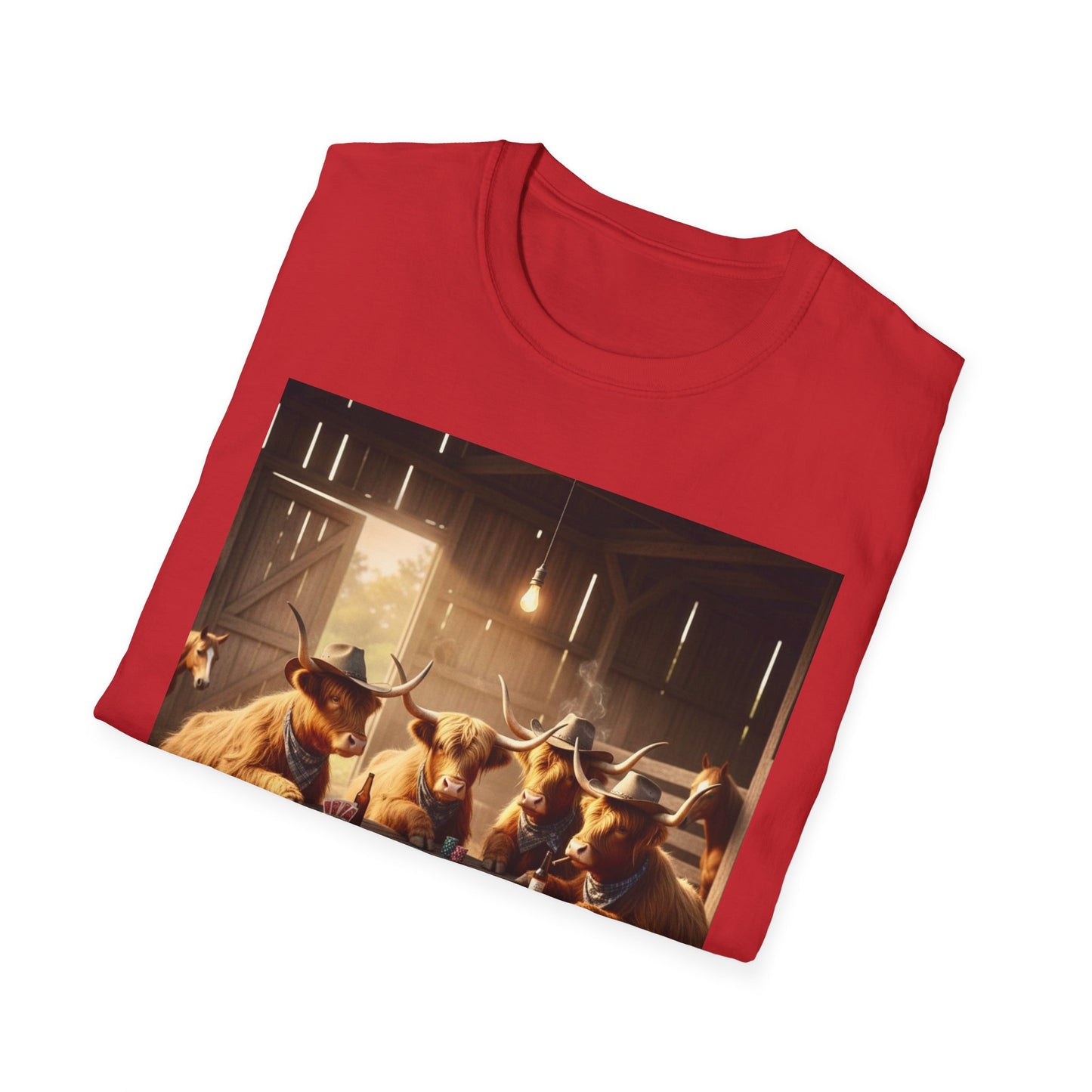 Highland Cows Playing Poker T-Shirt — Funny Farm Animal Poker Tee