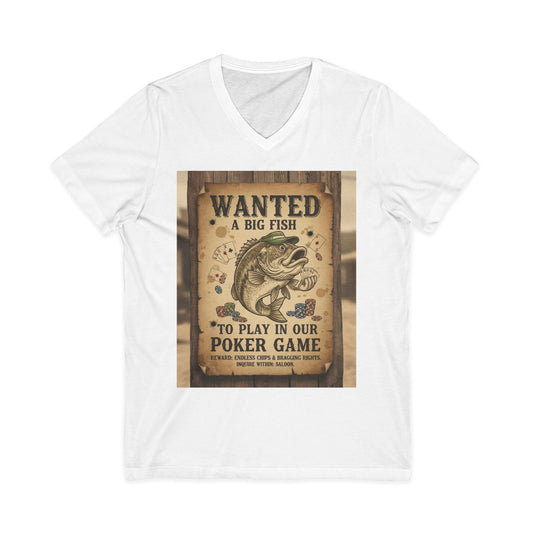 Wanted Poker Fish V-Neck Tee