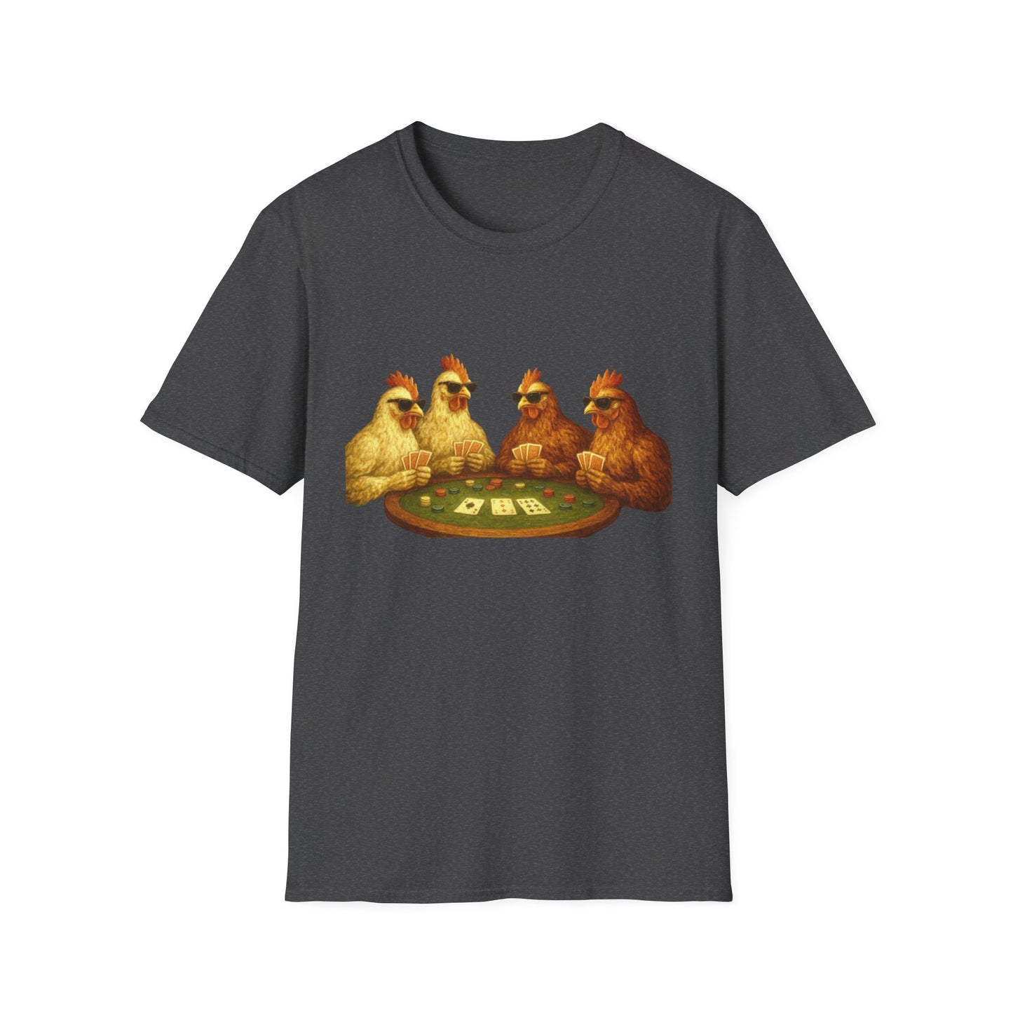 Funny Chickens Unisex Tee - Shady Chickens Poker Game Design