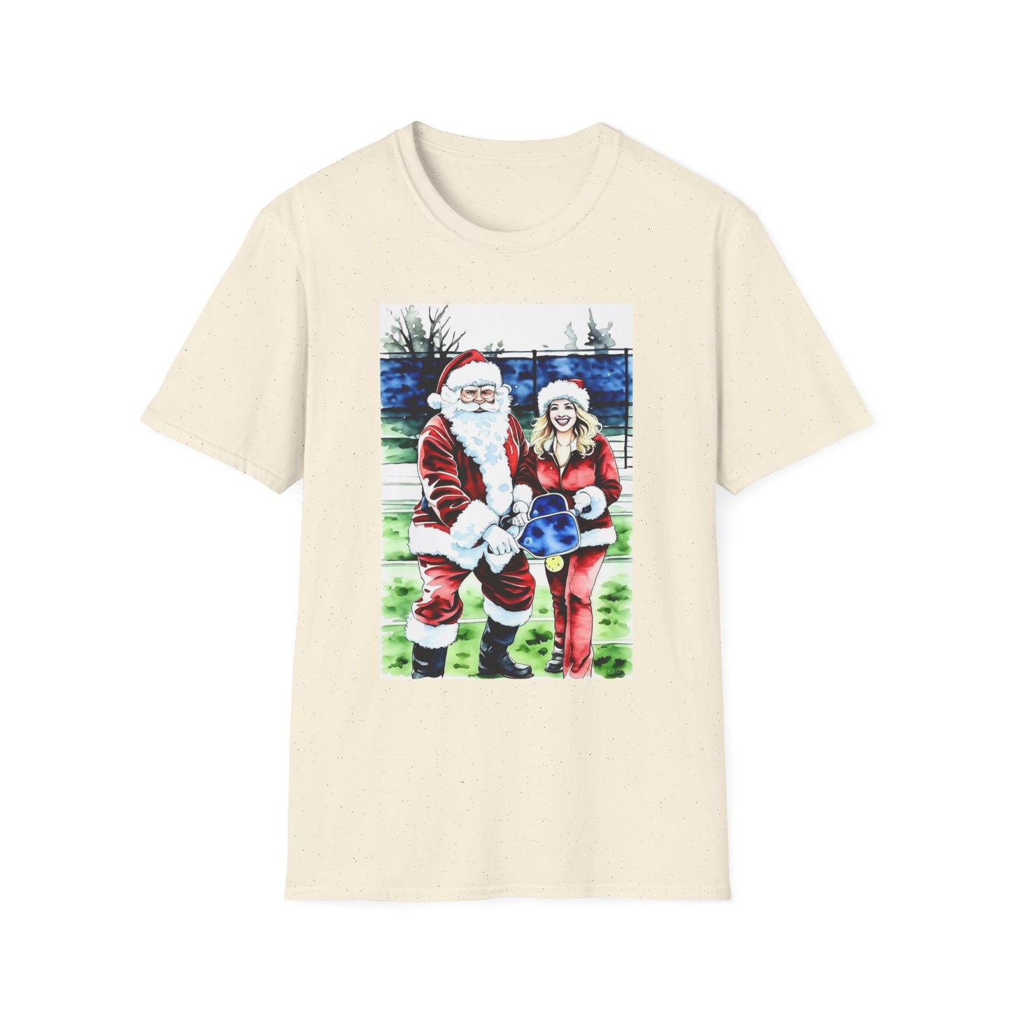 Santa Family Pickleball Portrait T-Shirt