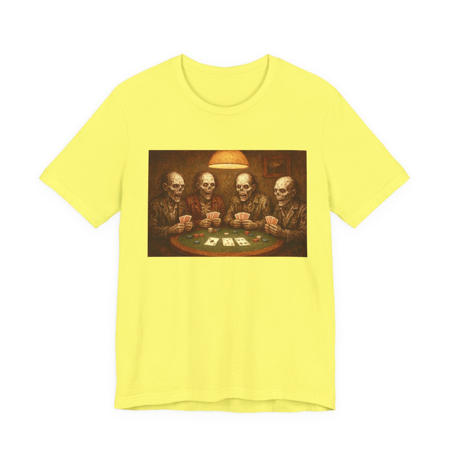 Zombies Playing Poker Tee | Fun Casual T-Shirt, Funny Animal Shirt, Gift for Chicken Lovers, Quirky Graphic Tee, Novelty Summer Shirt