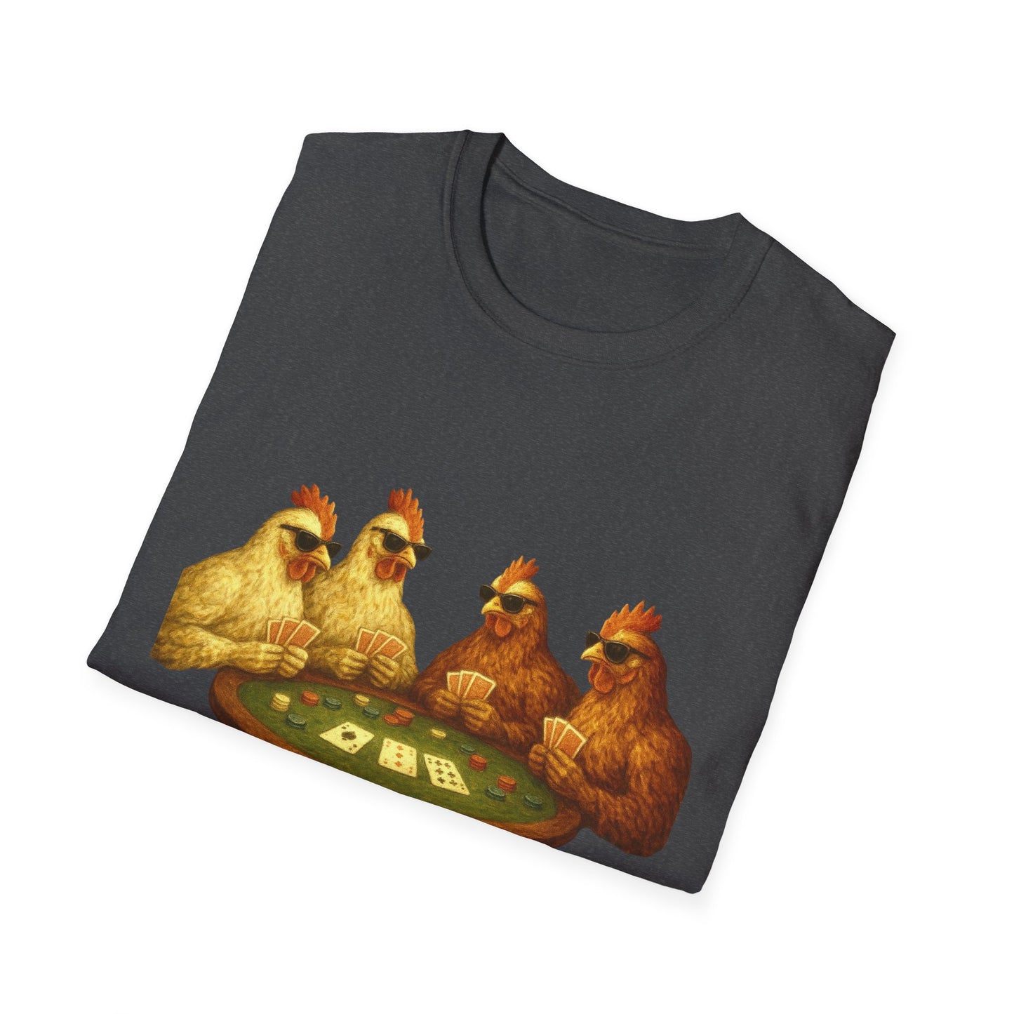 Funny Chickens Unisex Tee - Shady Chickens Poker Game Design