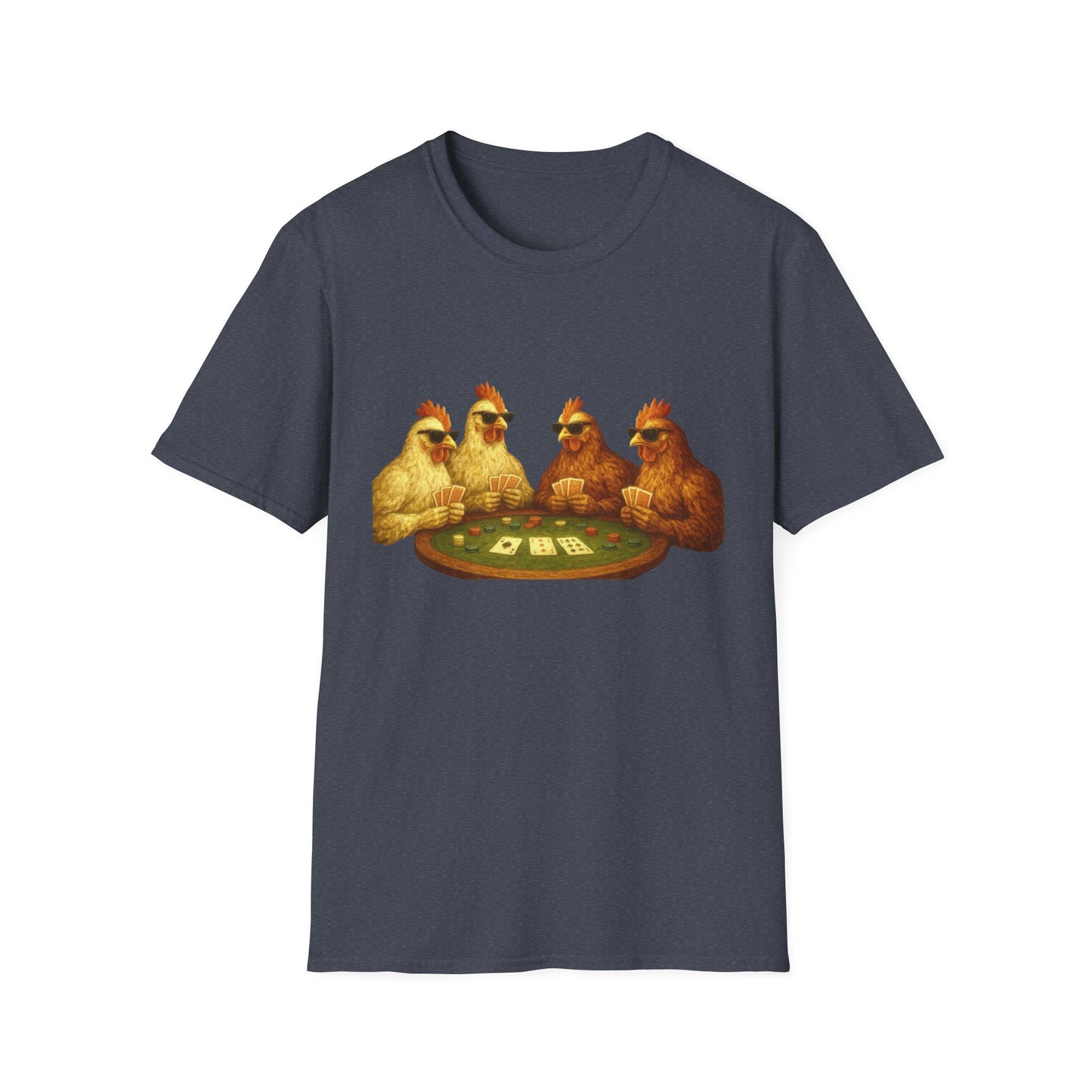 Funny Chickens Unisex Tee - Shady Chickens Poker Game Design
