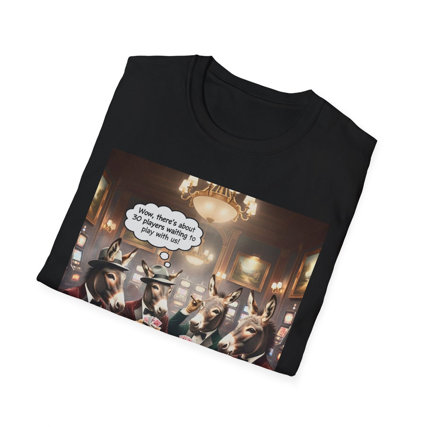 Donkeys Playing Poker T-Shirt — Funny Animal Poker Tee for Game Nights