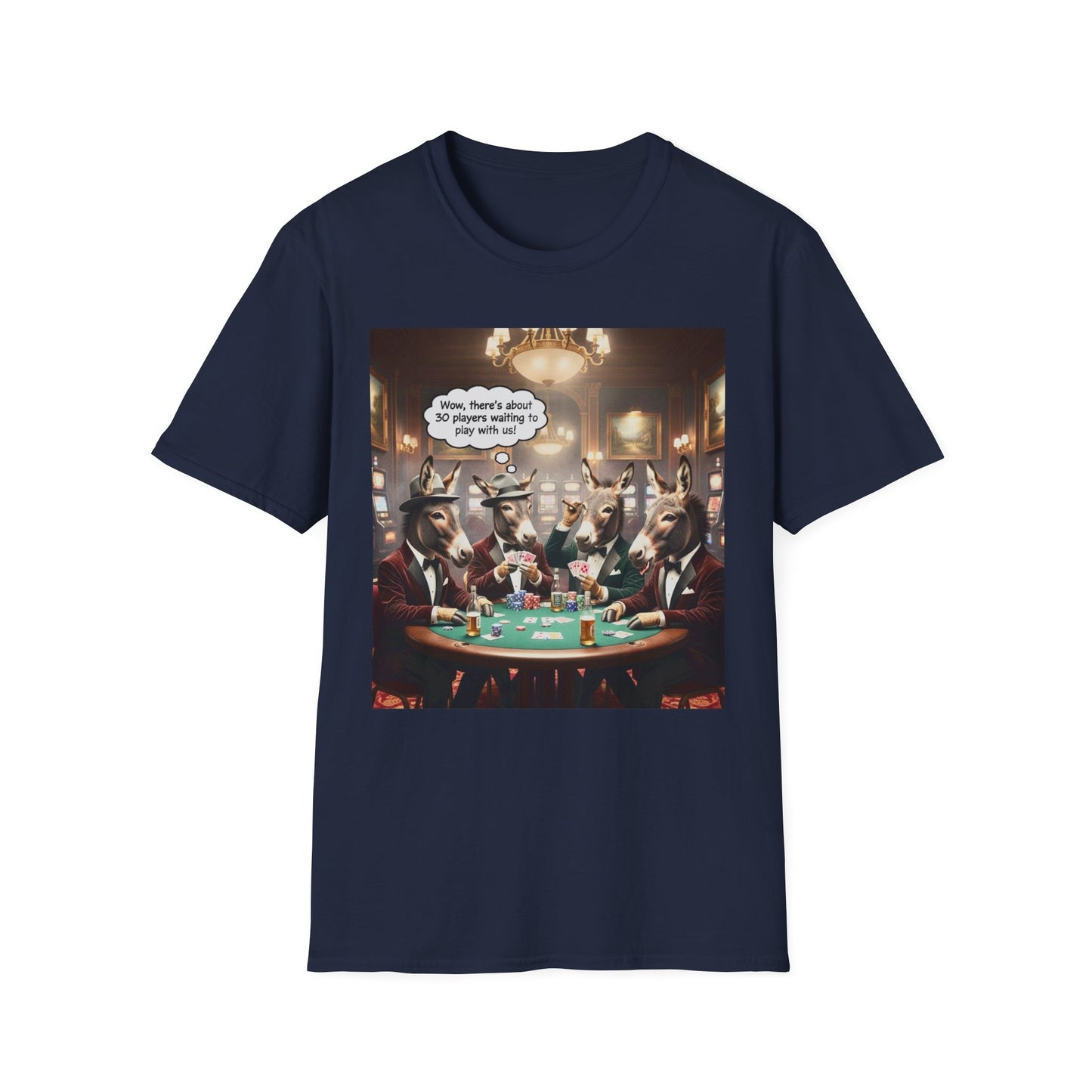 Donkeys Playing Poker T-Shirt — Funny Animal Poker Tee for Game Nights