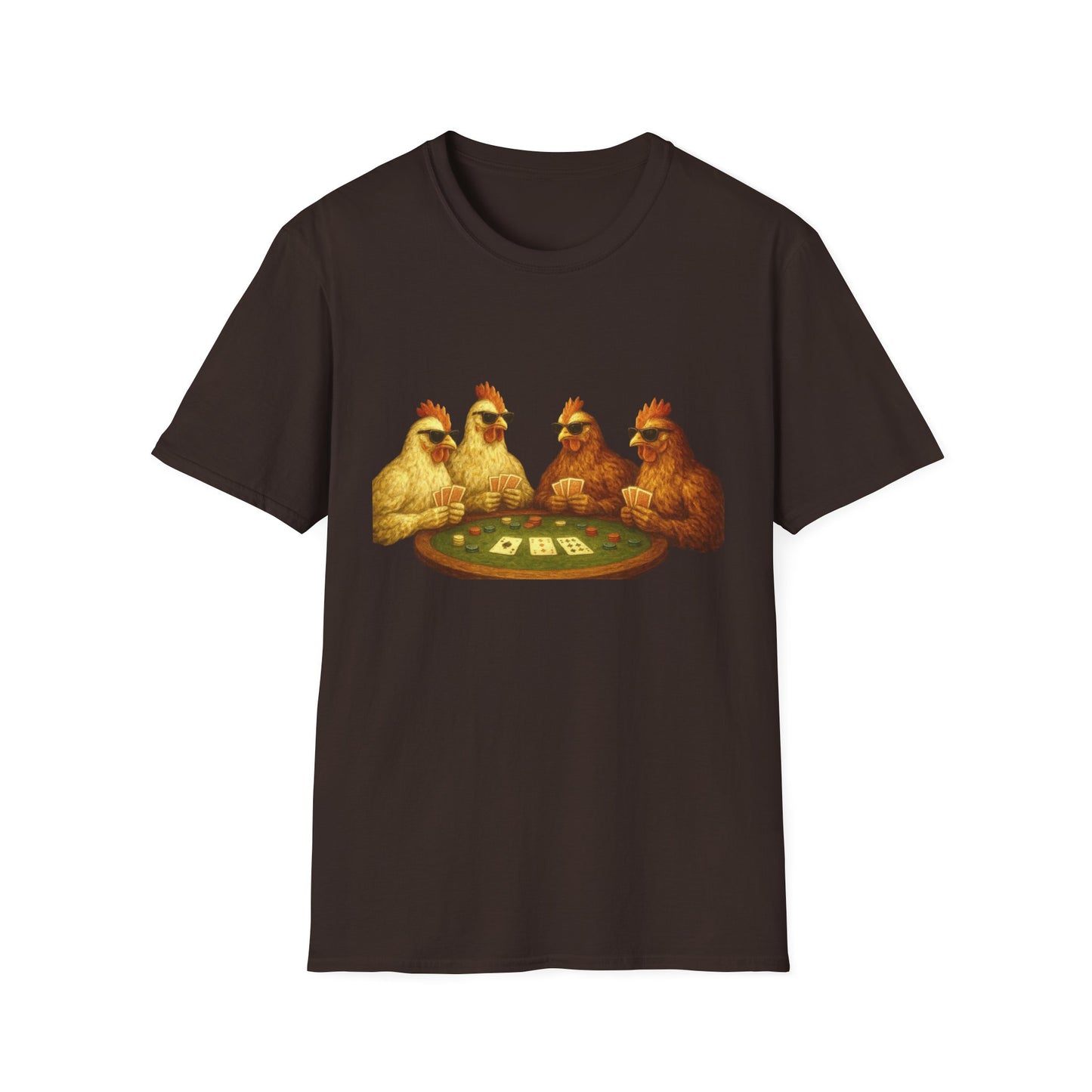 Funny Chickens Unisex Tee - Shady Chickens Poker Game Design