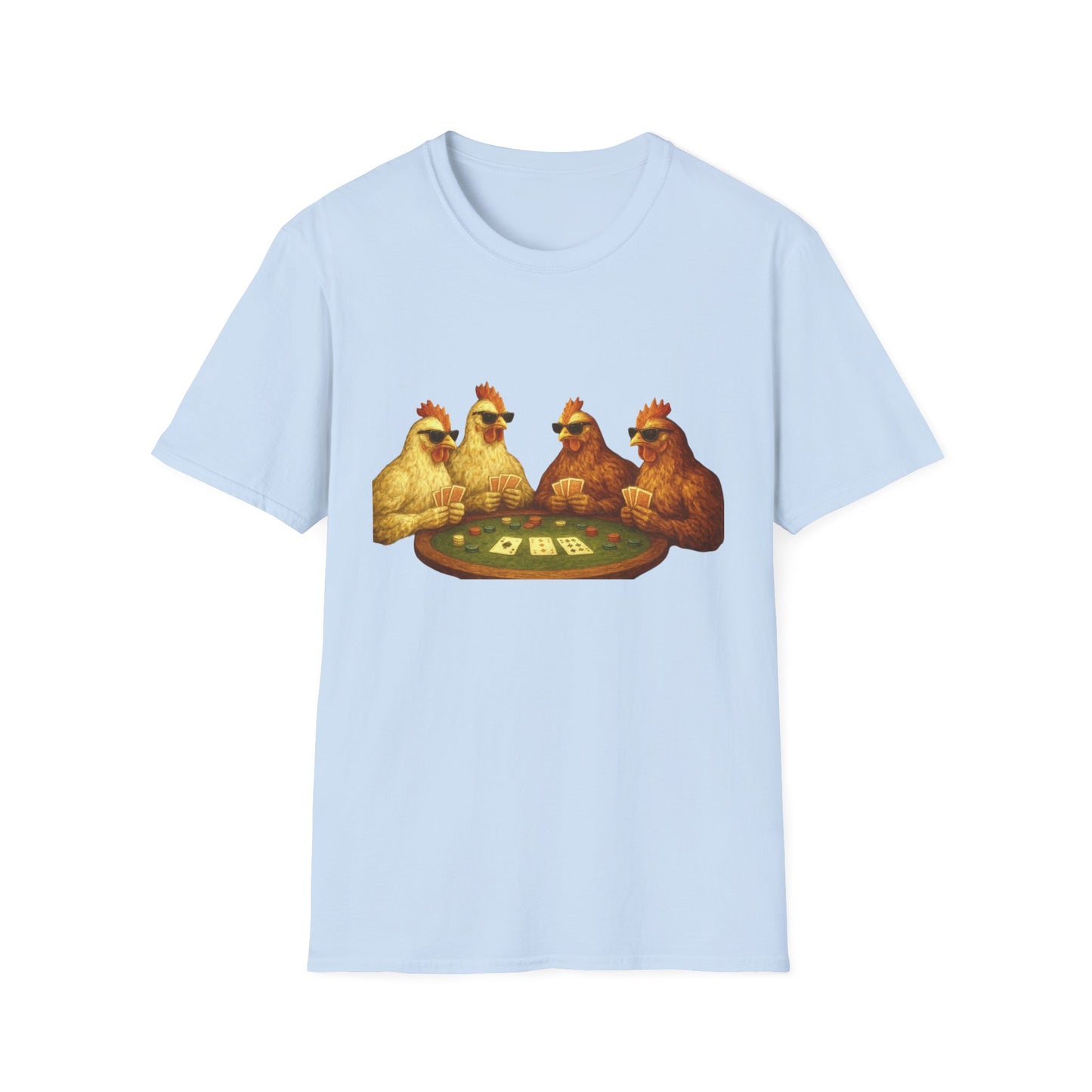 Funny Chickens Unisex Tee - Shady Chickens Poker Game Design