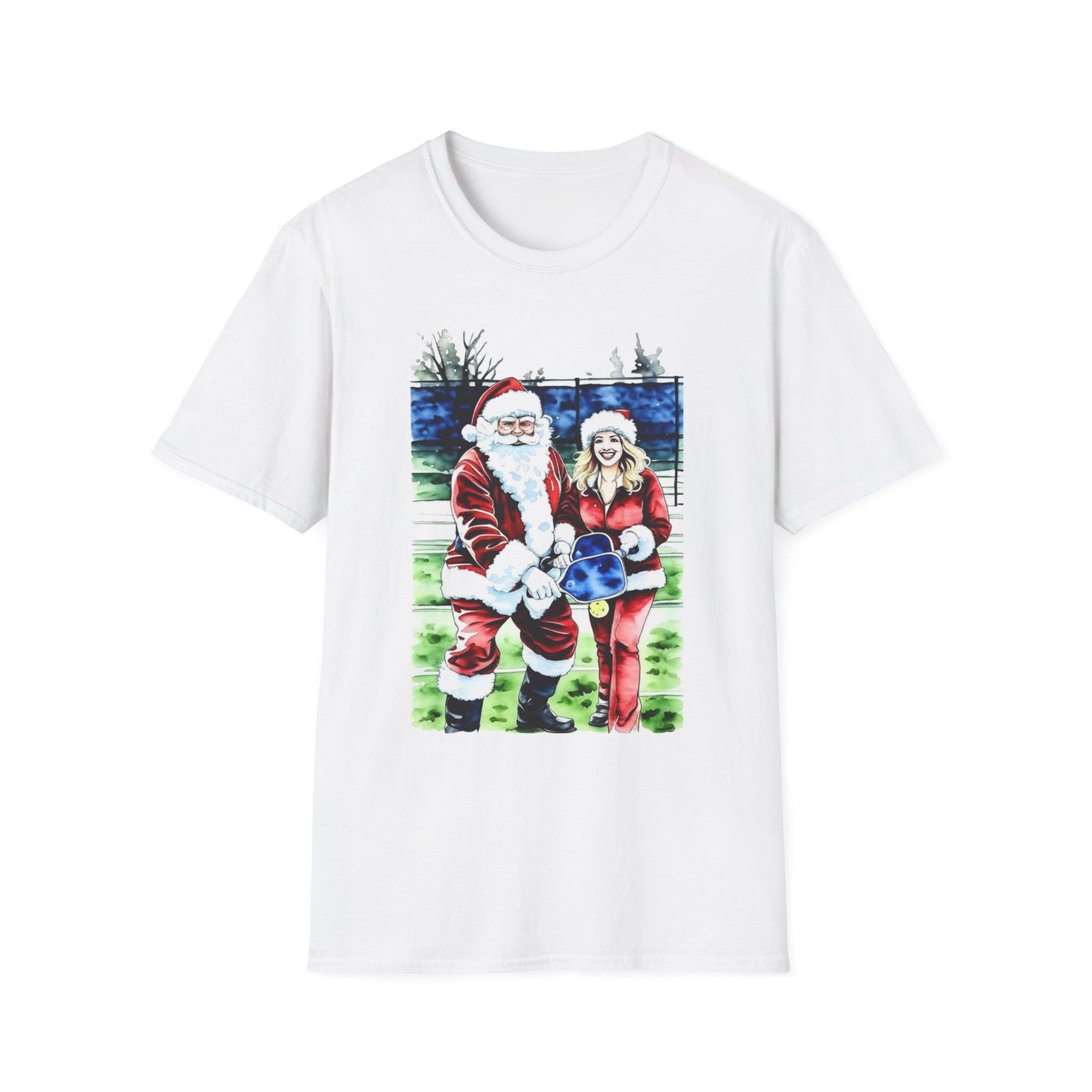 Santa Family Pickleball Portrait T-Shirt