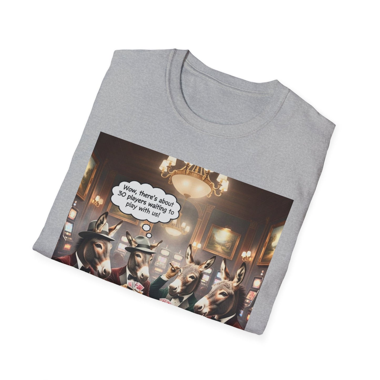 Donkeys Playing Poker T-Shirt — Funny Animal Poker Tee for Game Nights