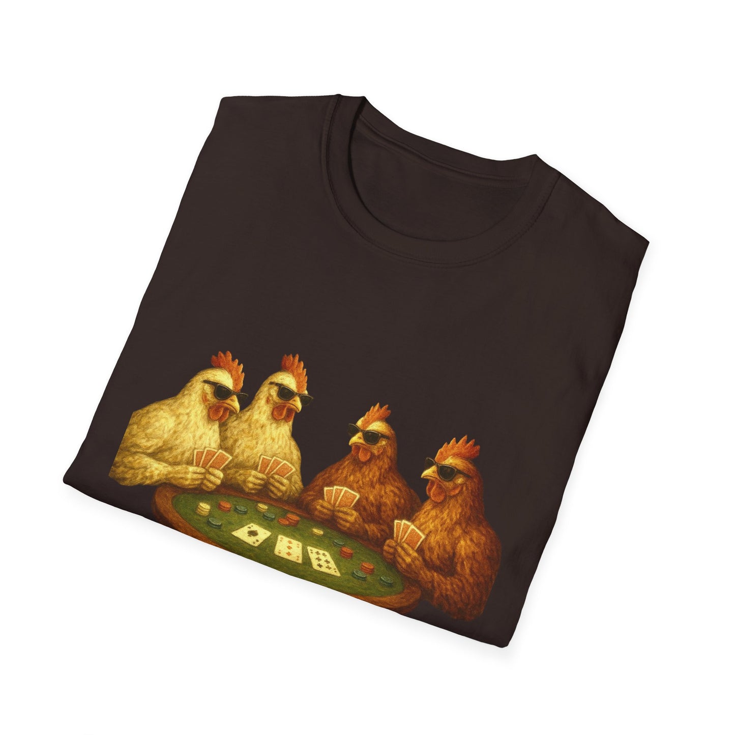 Funny Chickens Unisex Tee - Shady Chickens Poker Game Design