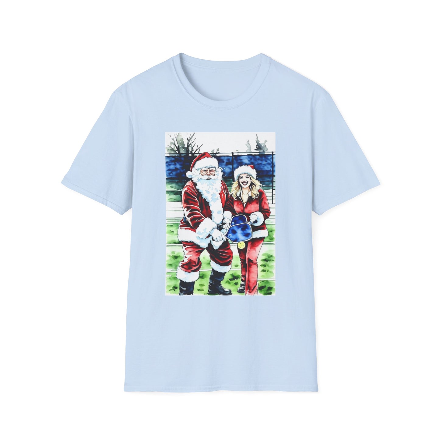 Santa Family Pickleball Portrait T-Shirt