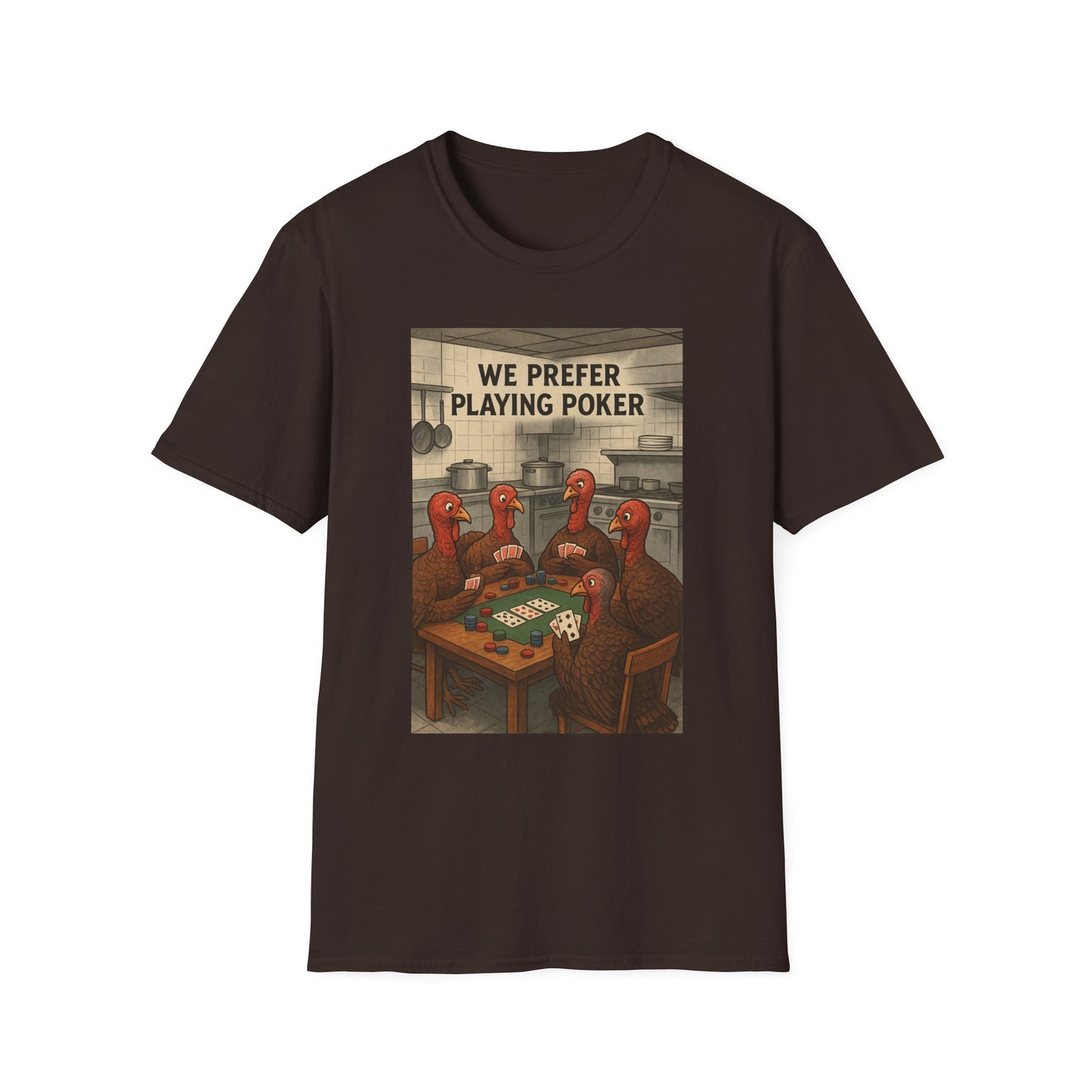Thanksgiving Poker Playing Turkeys Unisex T-Shirt - Funny Thanksgiving Apparel