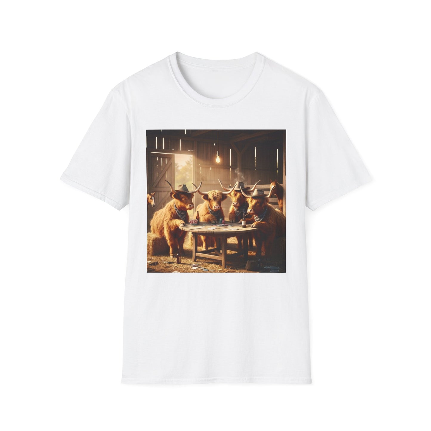 Highland Cows Playing Poker T-Shirt — Funny Farm Animal Poker Tee