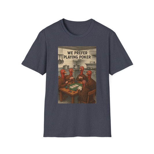 Thanksgiving Poker Playing Turkeys Unisex T-Shirt - Funny Thanksgiving Apparel