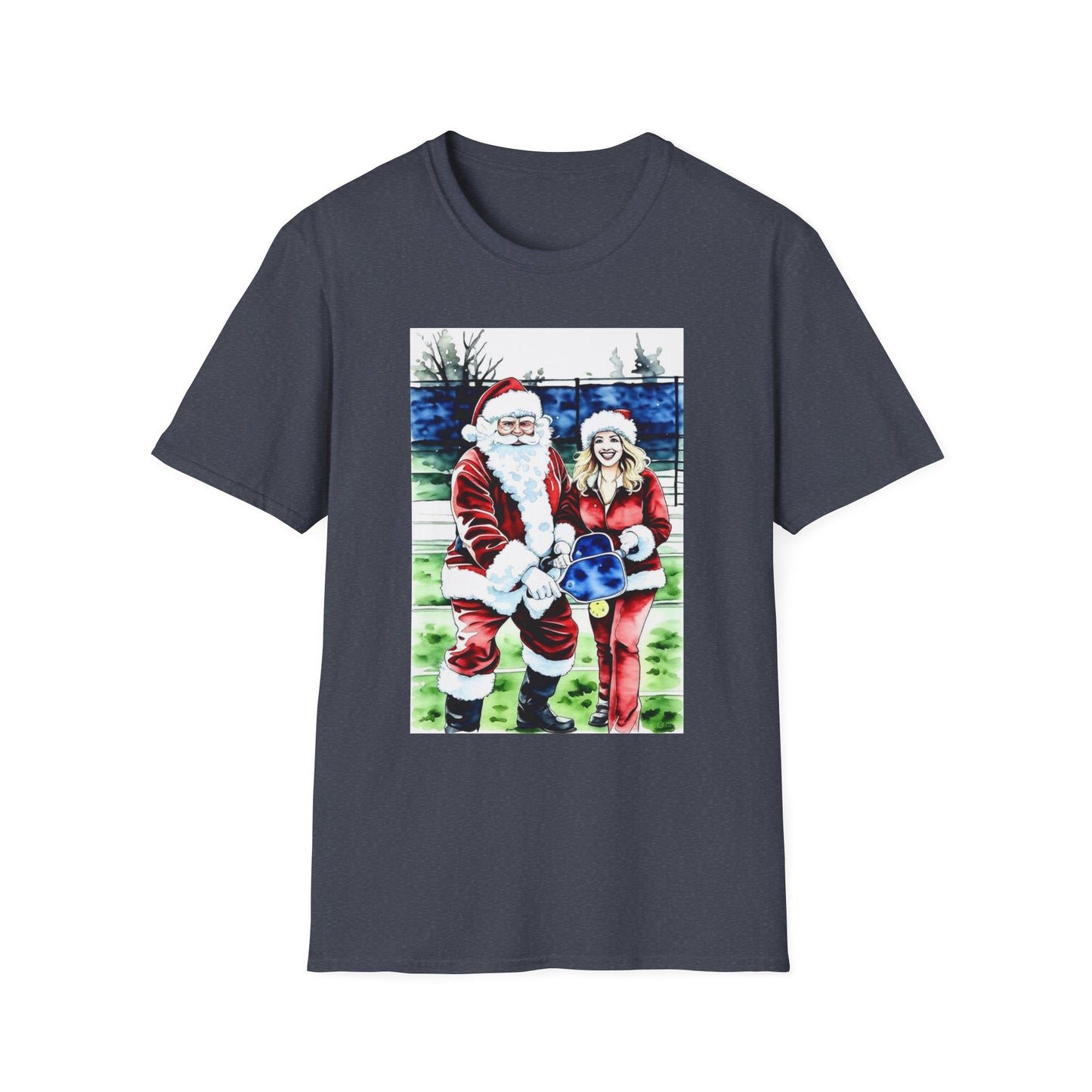 Santa Family Pickleball Portrait T-Shirt