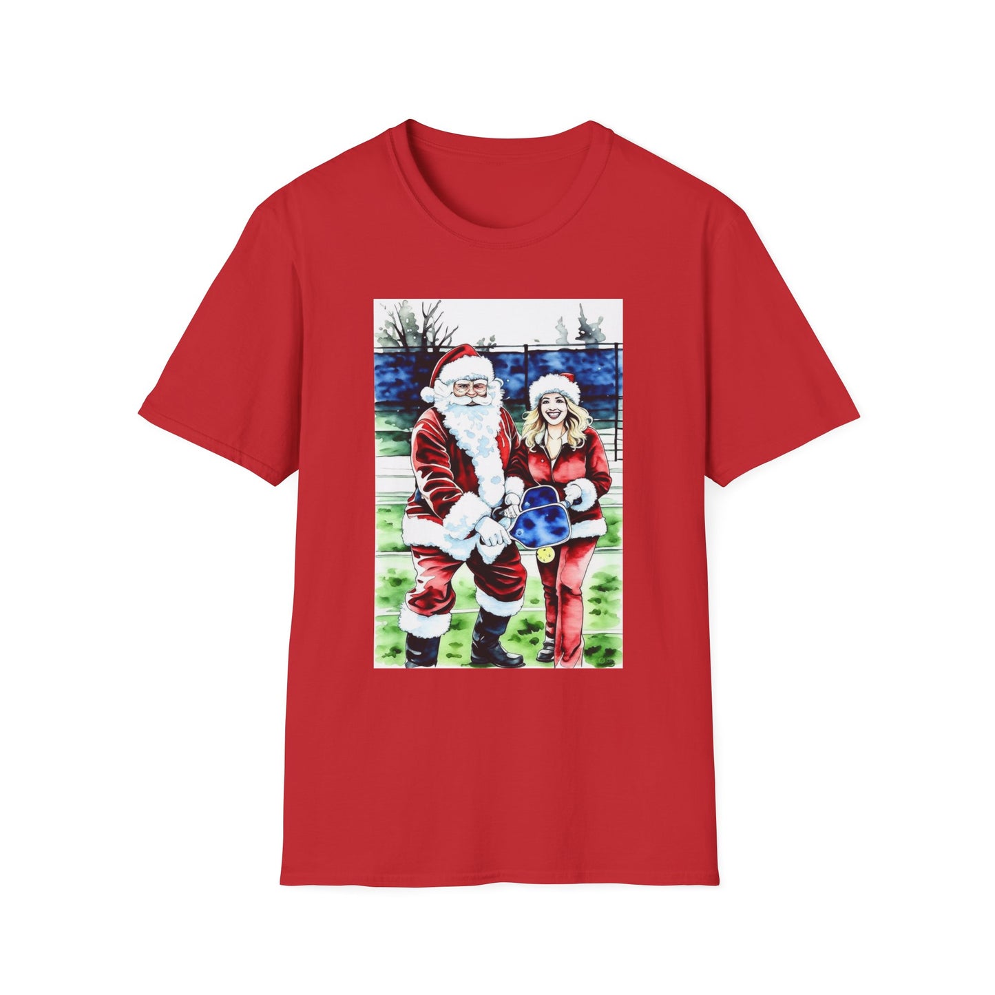 Santa Family Pickleball Portrait T-Shirt