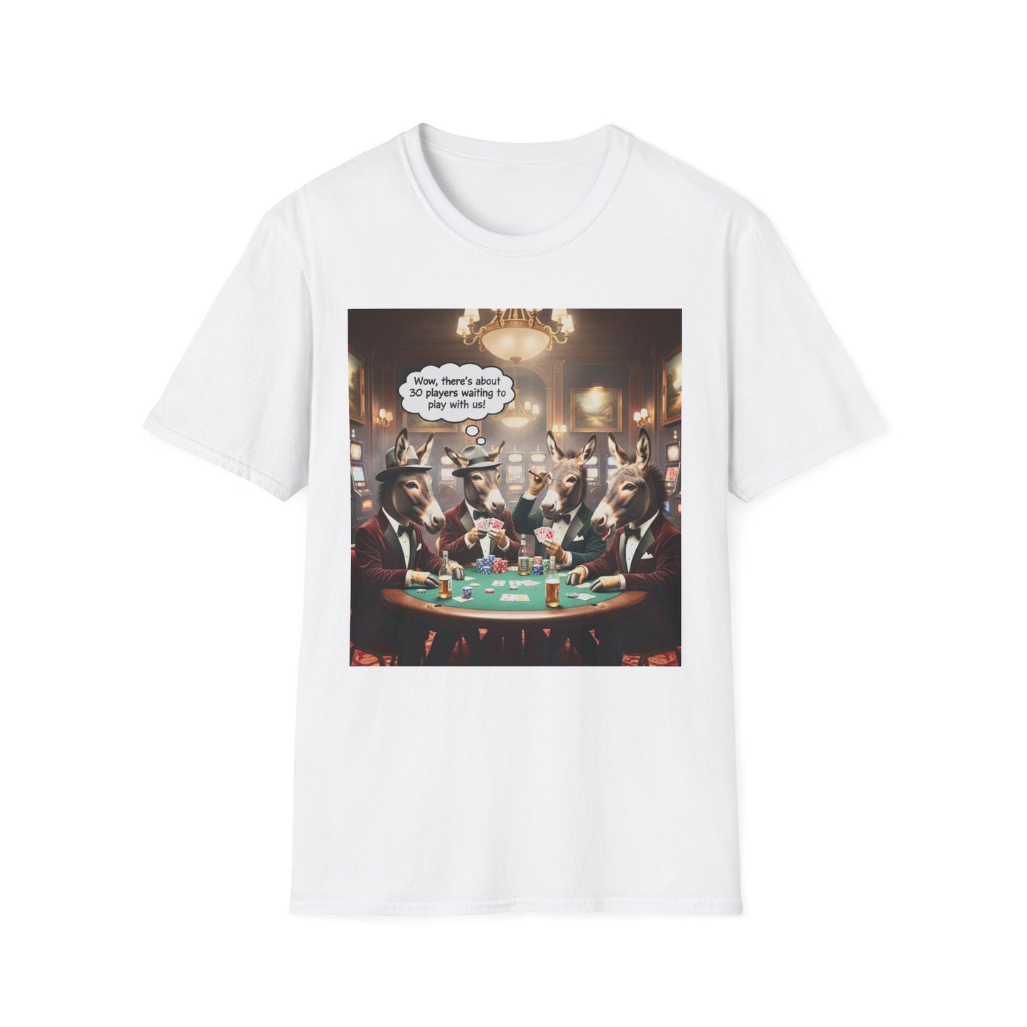 Donkeys Playing Poker T-Shirt — Funny Animal Poker Tee for Game Nights