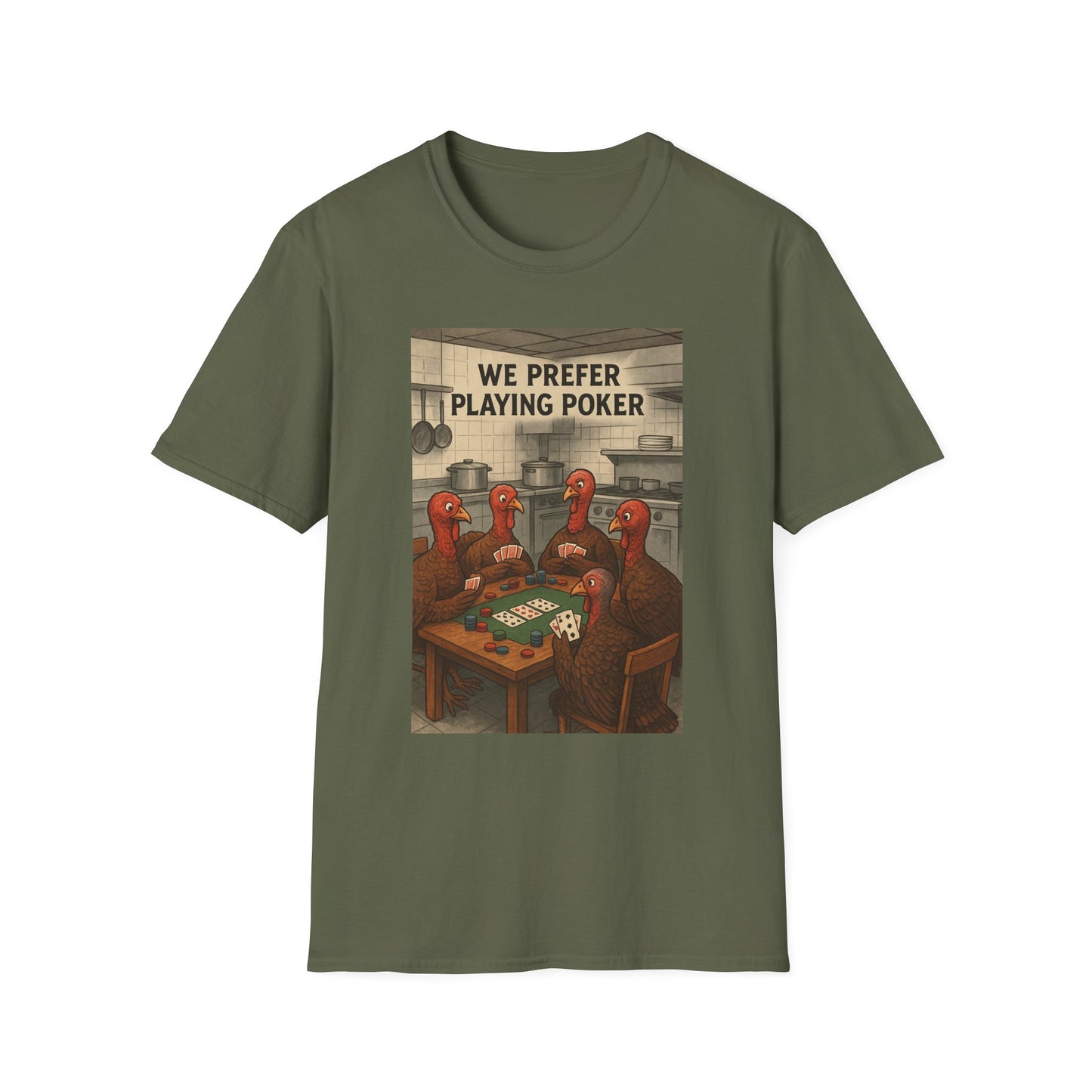 Thanksgiving Poker Playing Turkeys Unisex T-Shirt - Funny Thanksgiving Apparel