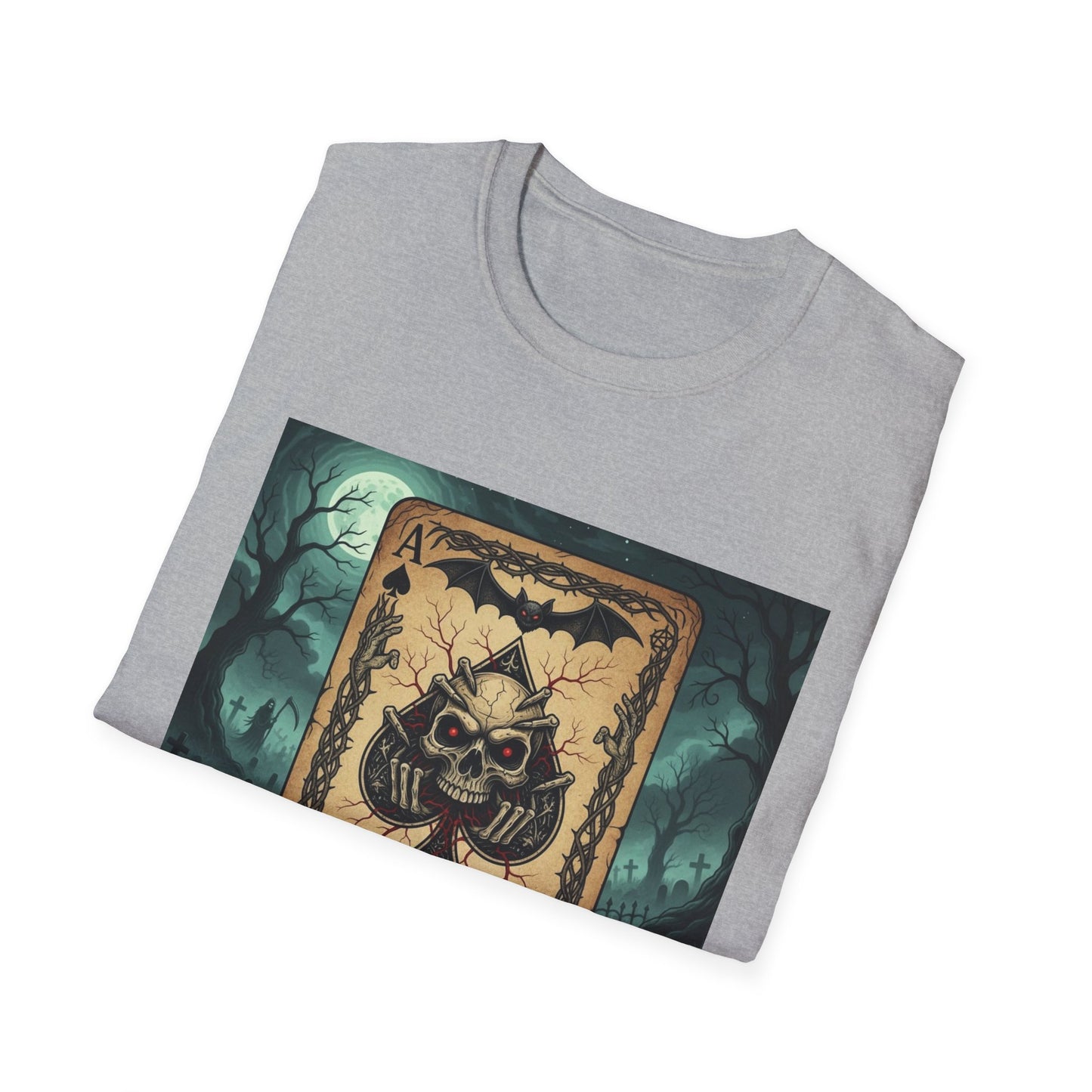 Eerie Ace of Spades Death Card Design Unisex Tee
