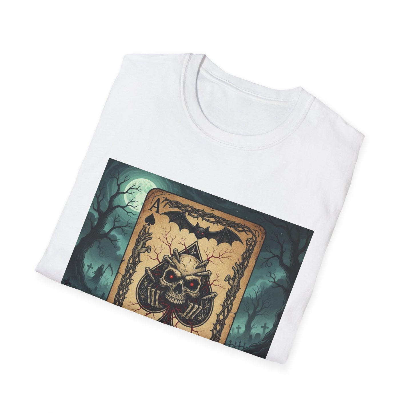 Eerie Ace of Spades Death Card Design Unisex Tee