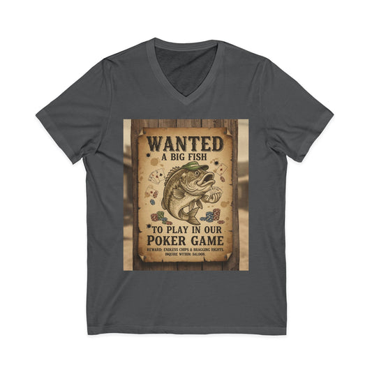 Wanted Poker Fish V-Neck Tee