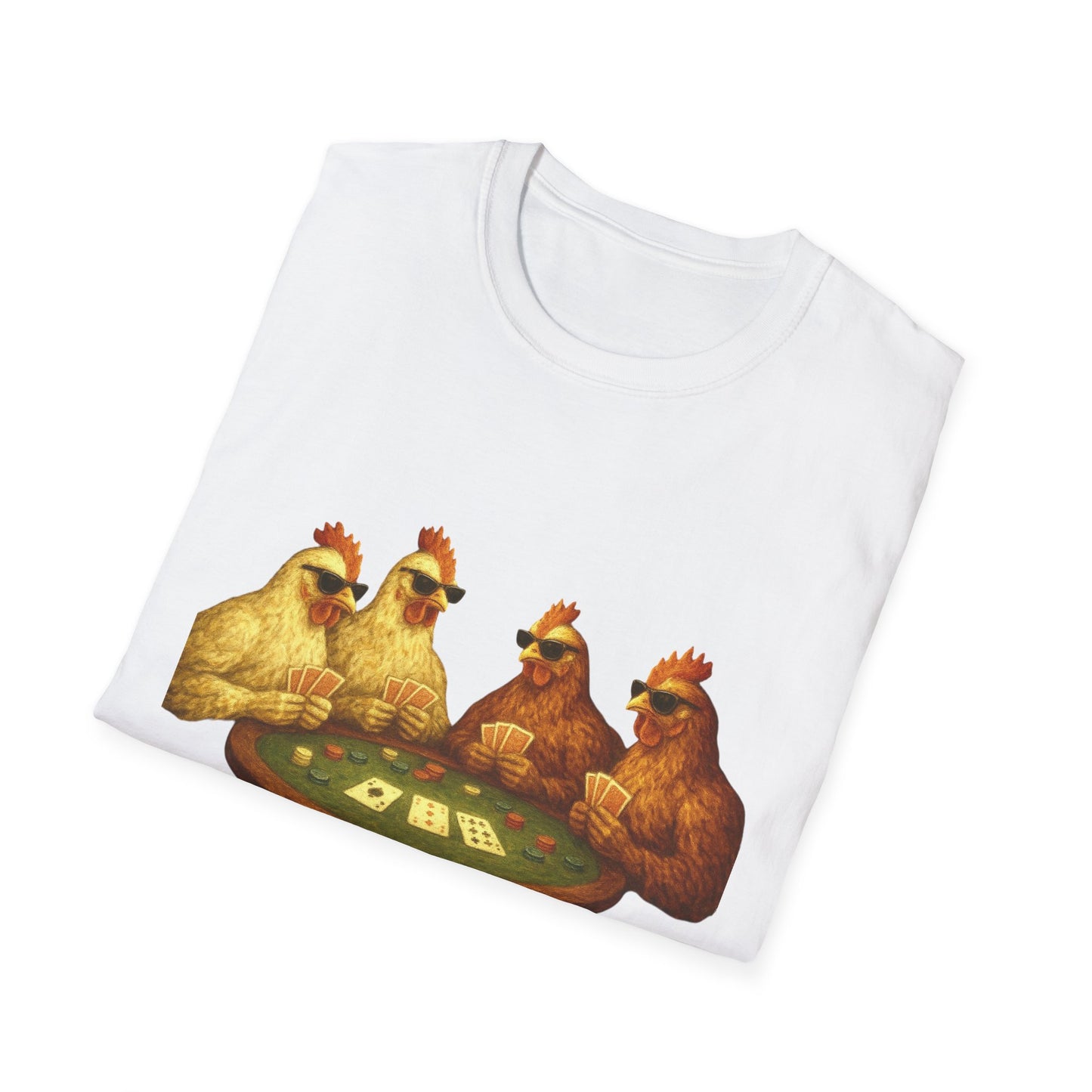 Funny Chickens Unisex Tee - Shady Chickens Poker Game Design