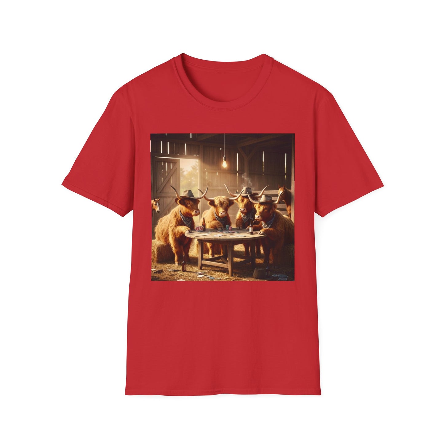Highland Cows Playing Poker T-Shirt — Funny Farm Animal Poker Tee