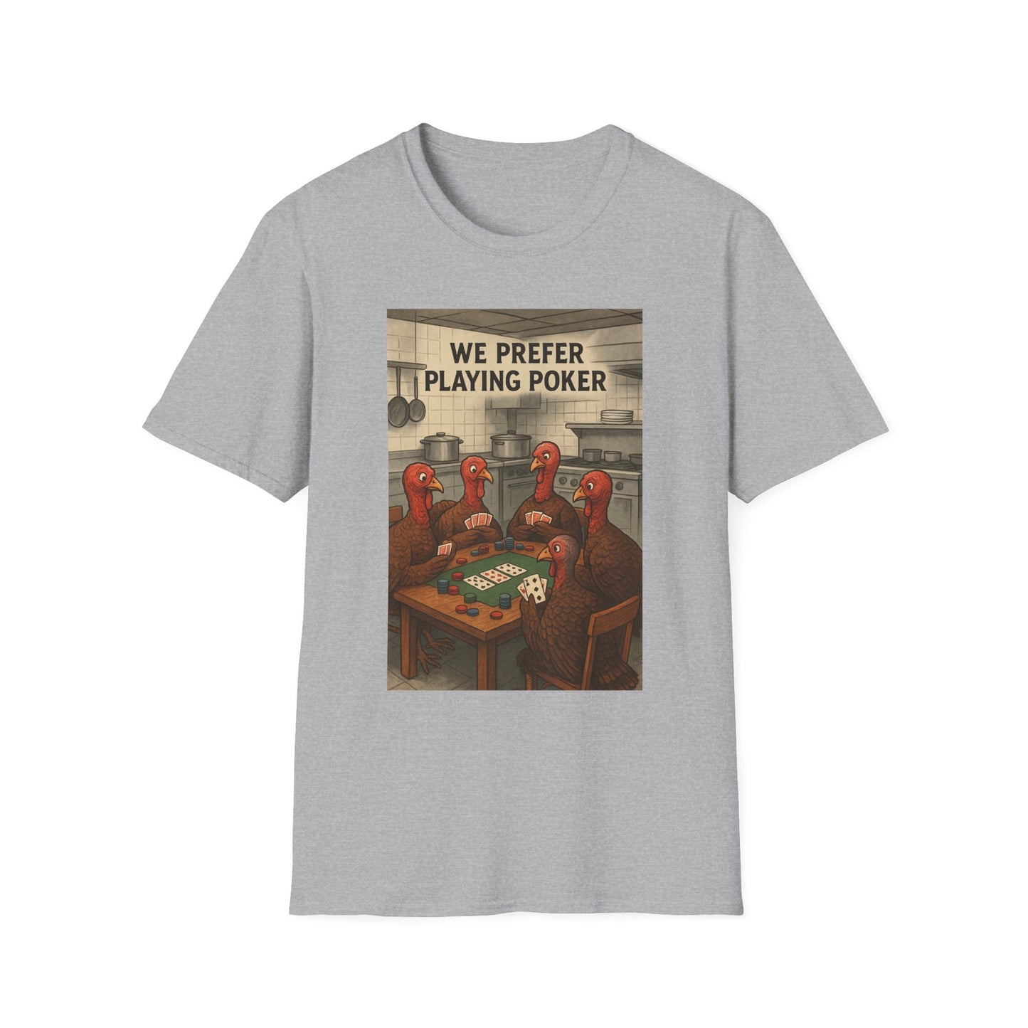 Thanksgiving Poker Playing Turkeys Unisex T-Shirt - Funny Thanksgiving Apparel