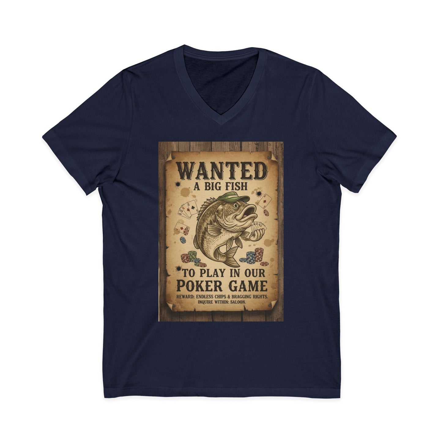 Poker Fish V-Neck Tee