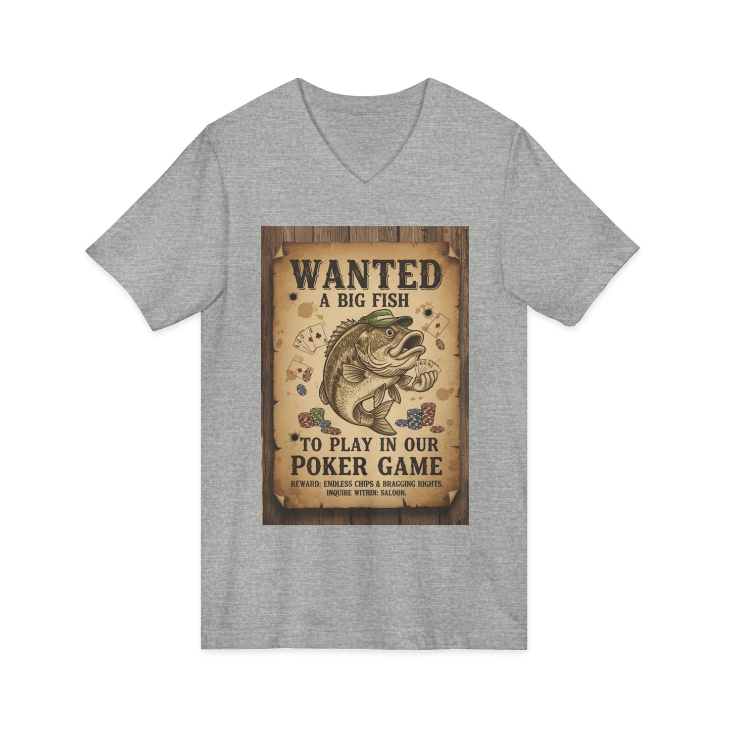 Poker Fish V-Neck Tee