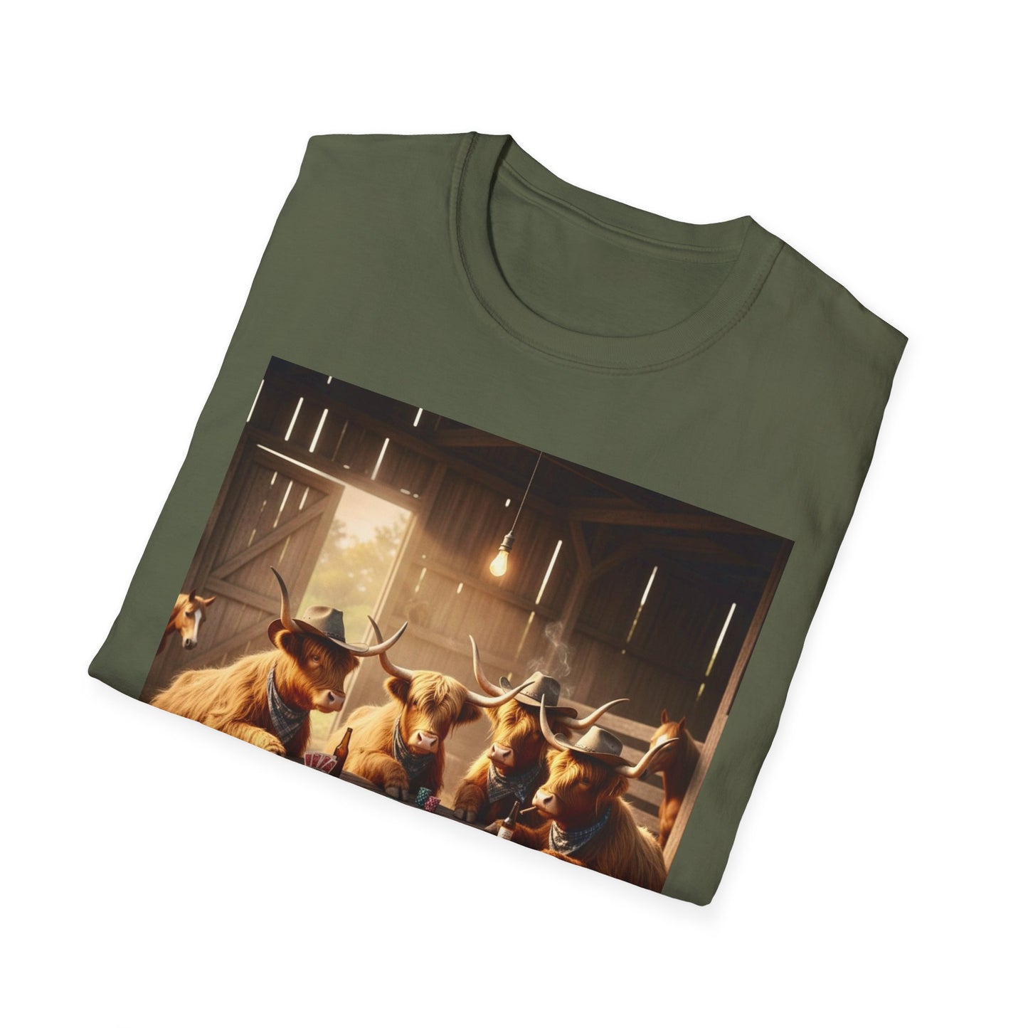 Highland Cows Playing Poker T-Shirt — Funny Farm Animal Poker Tee