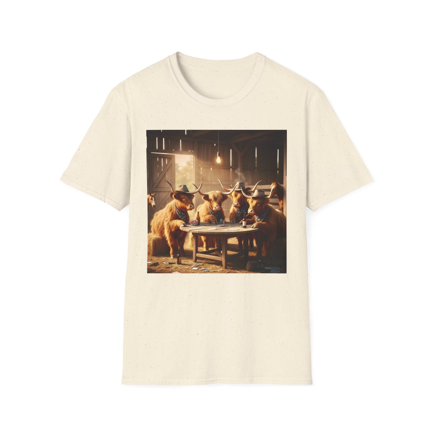 Highland Cows Playing Poker T-Shirt — Funny Farm Animal Poker Tee