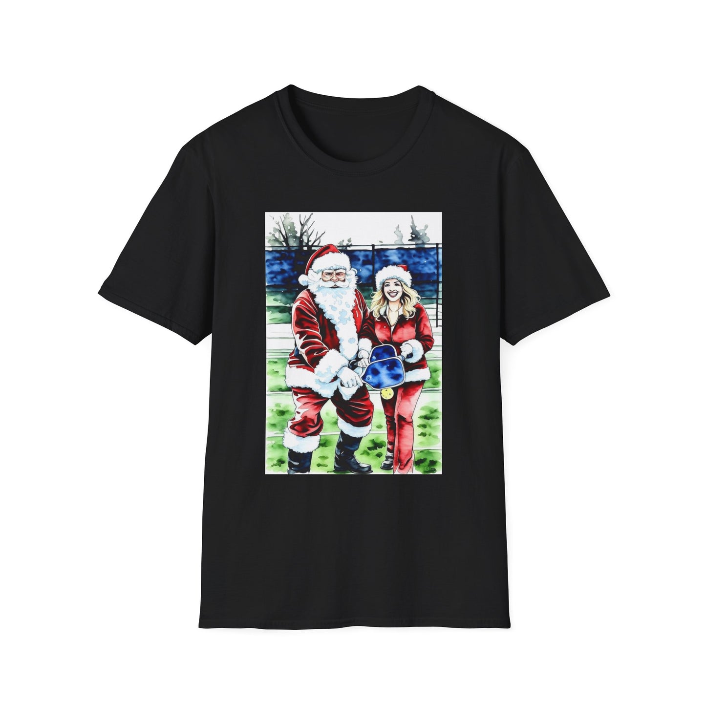 Santa Family Pickleball Portrait T-Shirt