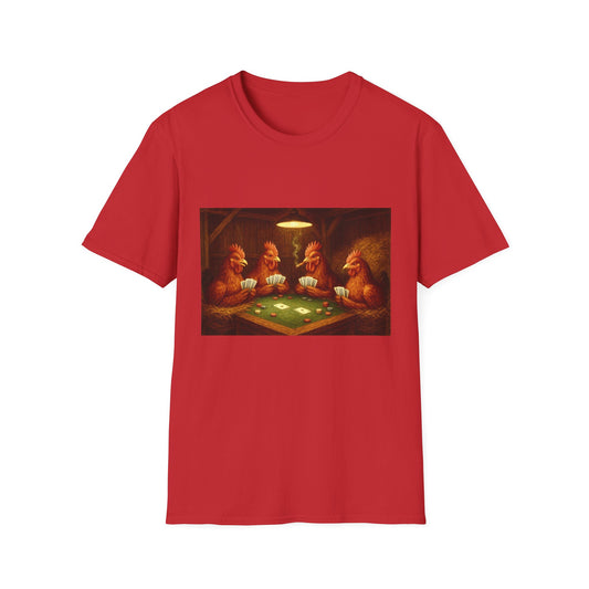 Red Chickens Playing Poker Tee