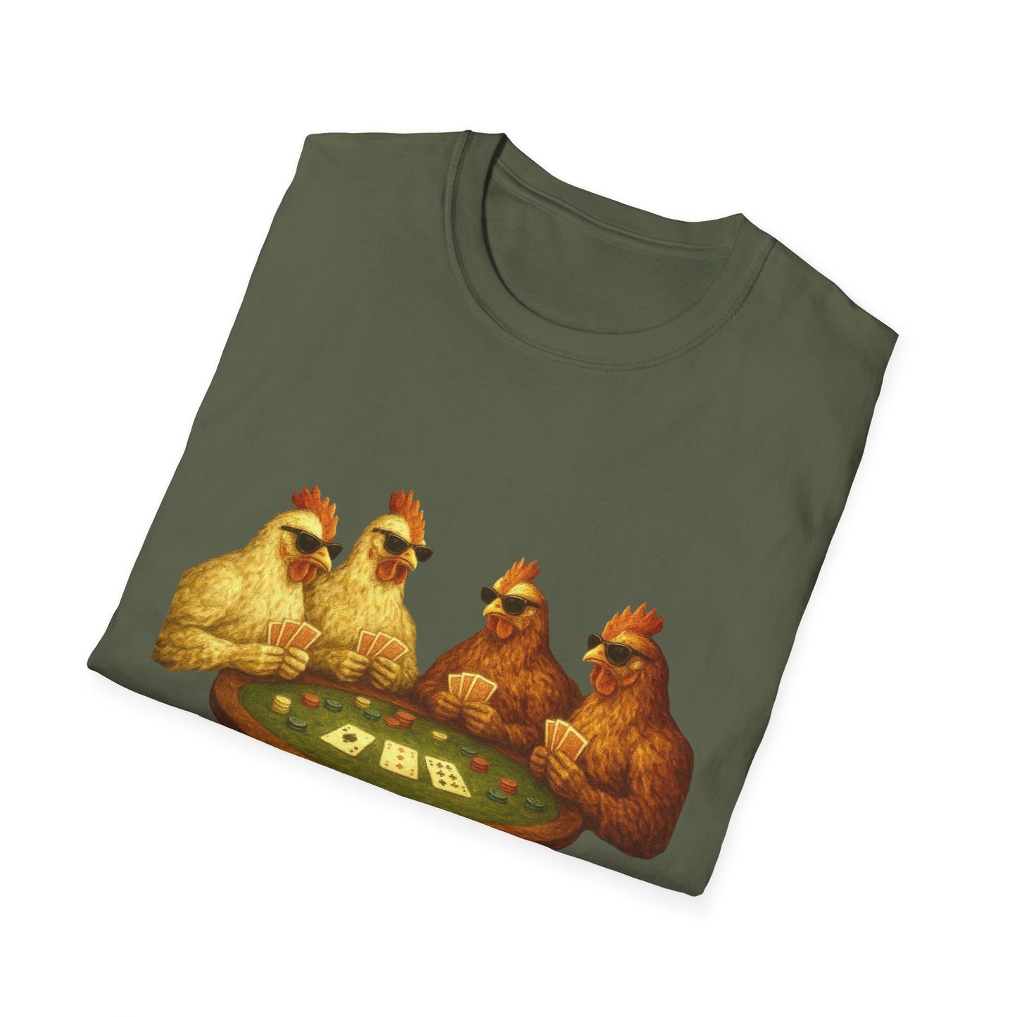 Funny Chickens Unisex Tee - Shady Chickens Poker Game Design