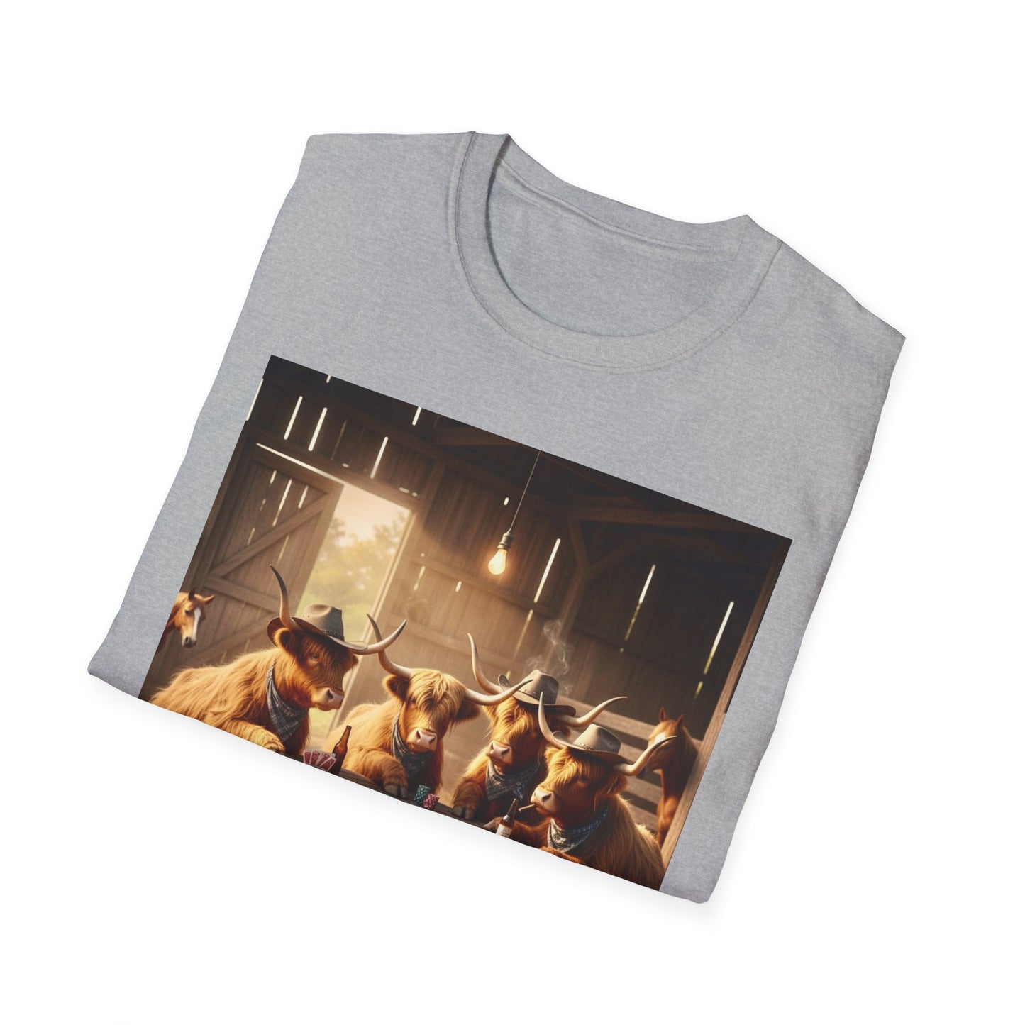 Highland Cows Playing Poker T-Shirt — Funny Farm Animal Poker Tee