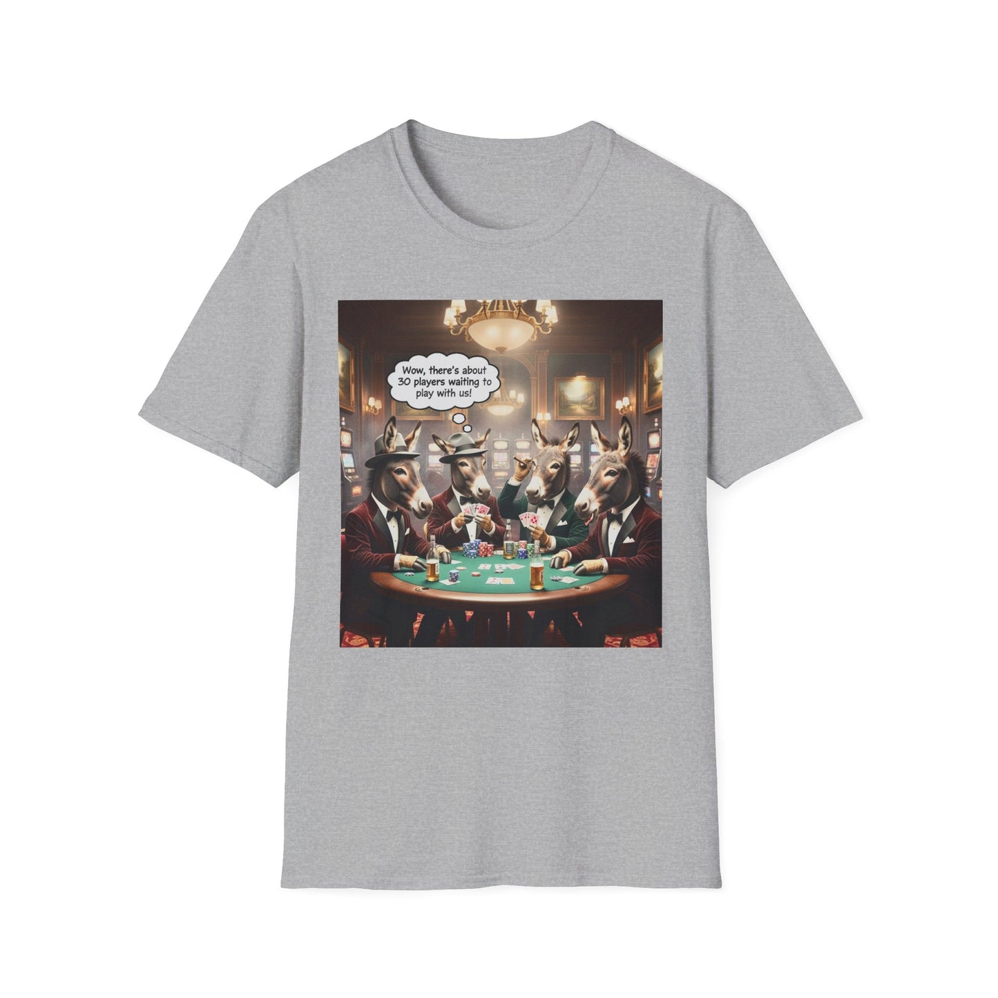 Donkeys Playing Poker T-Shirt — Funny Animal Poker Tee for Game Nights