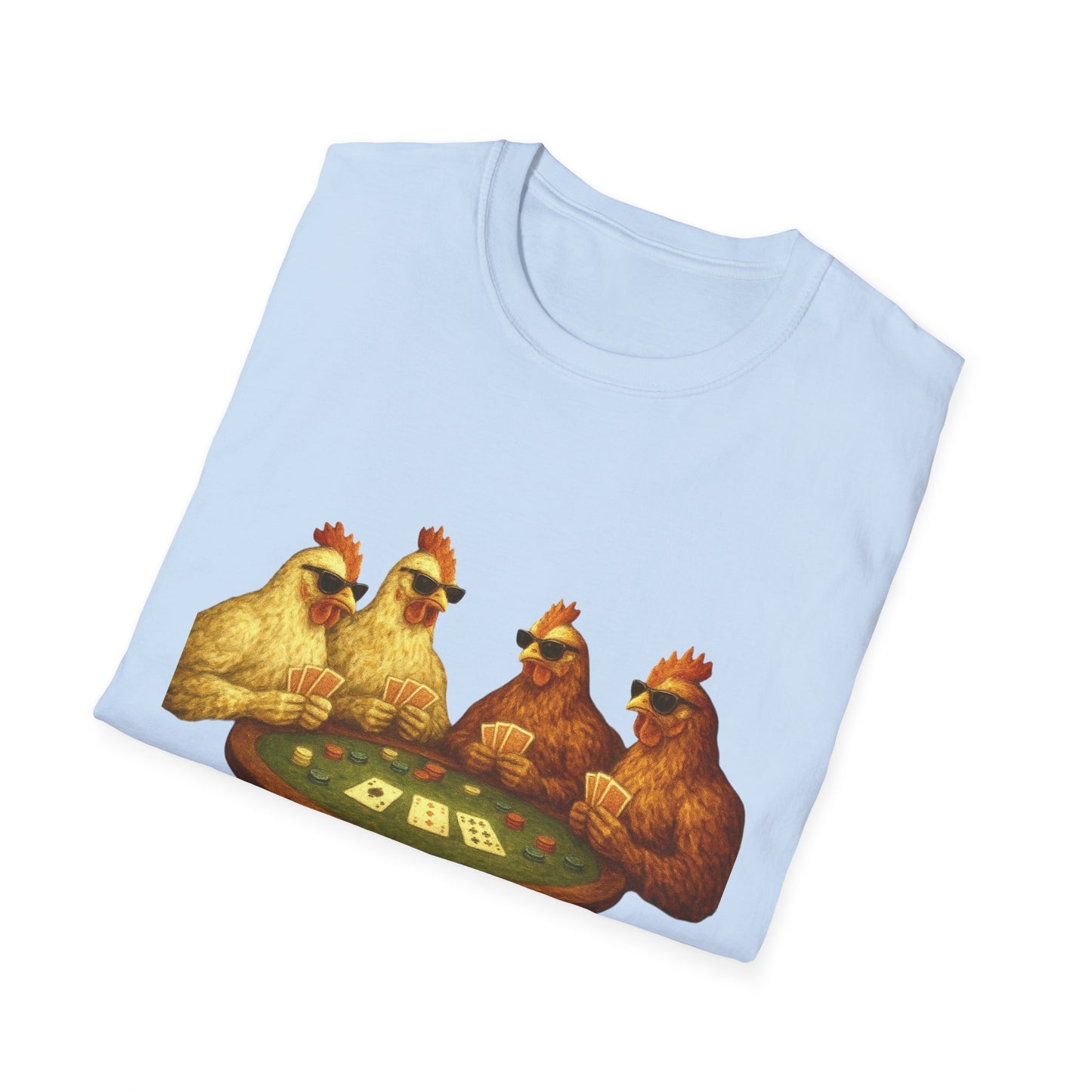 Funny Chickens Unisex Tee - Shady Chickens Poker Game Design