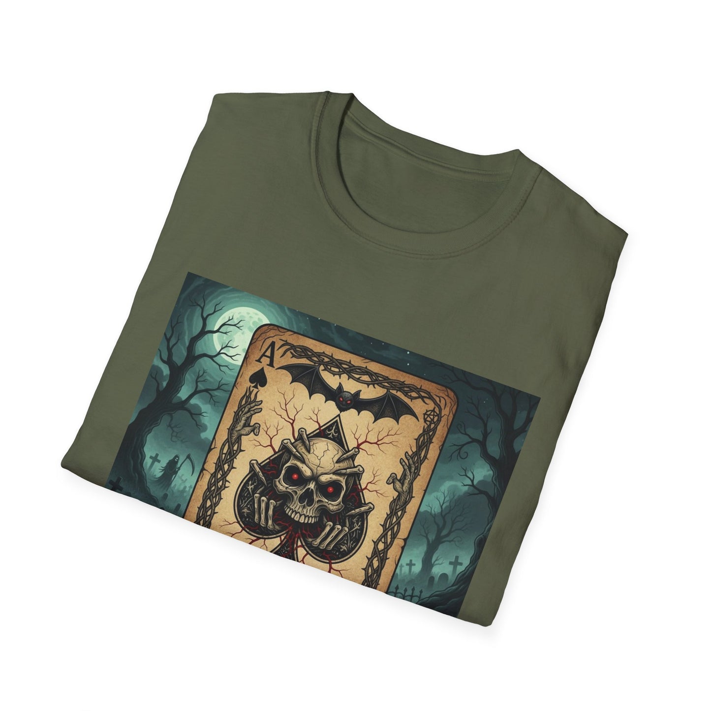 Eerie Ace of Spades Death Card Design Unisex Tee