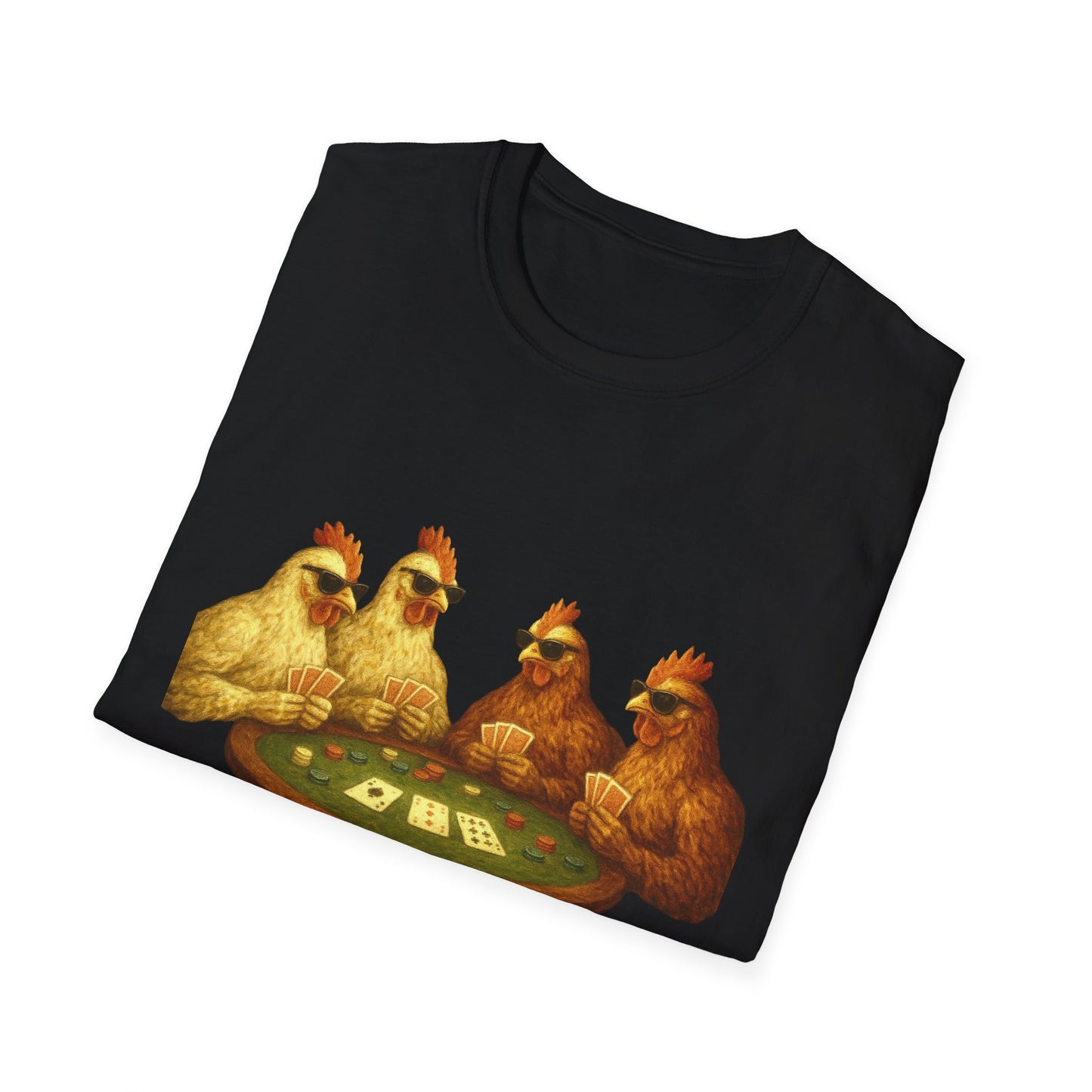 Funny Chickens Unisex Tee - Shady Chickens Poker Game Design
