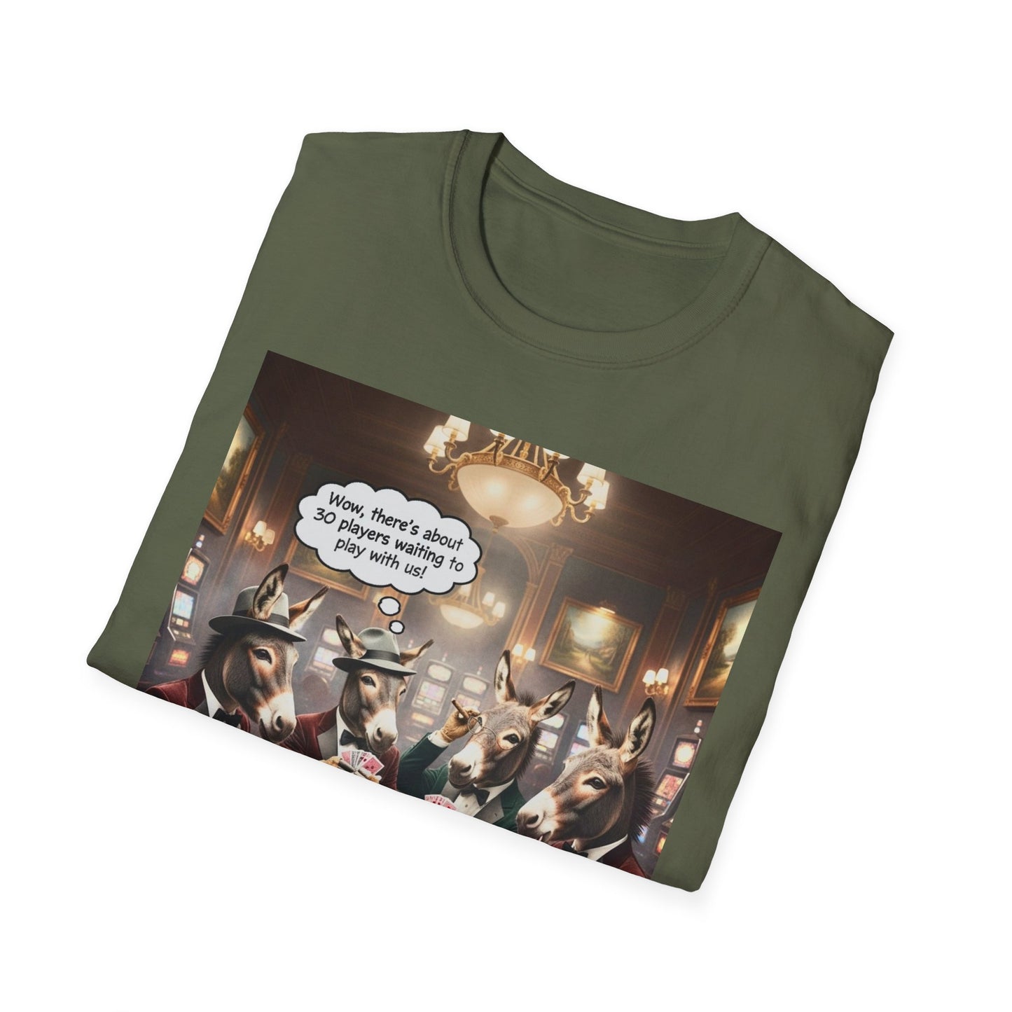 Donkeys Playing Poker T-Shirt — Funny Animal Poker Tee for Game Nights